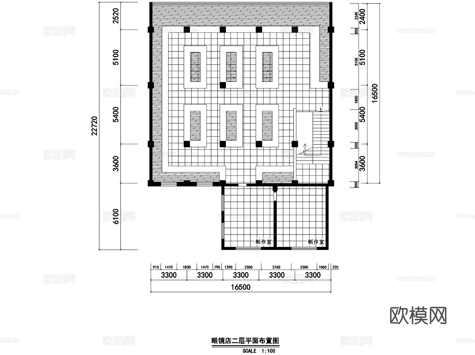 葫芦岛钟表眼镜印章店室内平面外立面CAD施工图cad施工图