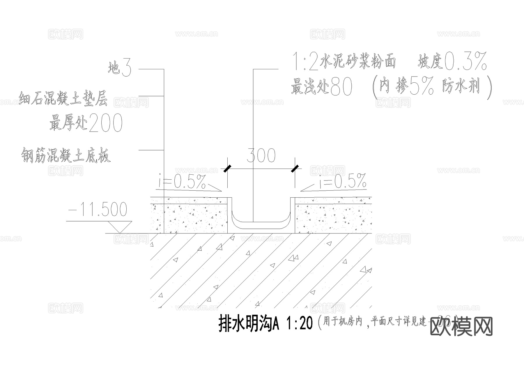排水沟节点明沟CAD施工图cad施工图