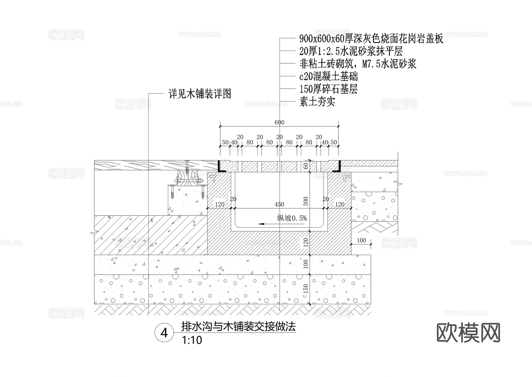 排水沟节点收水口篦子盖板CAD施工图cad施工图