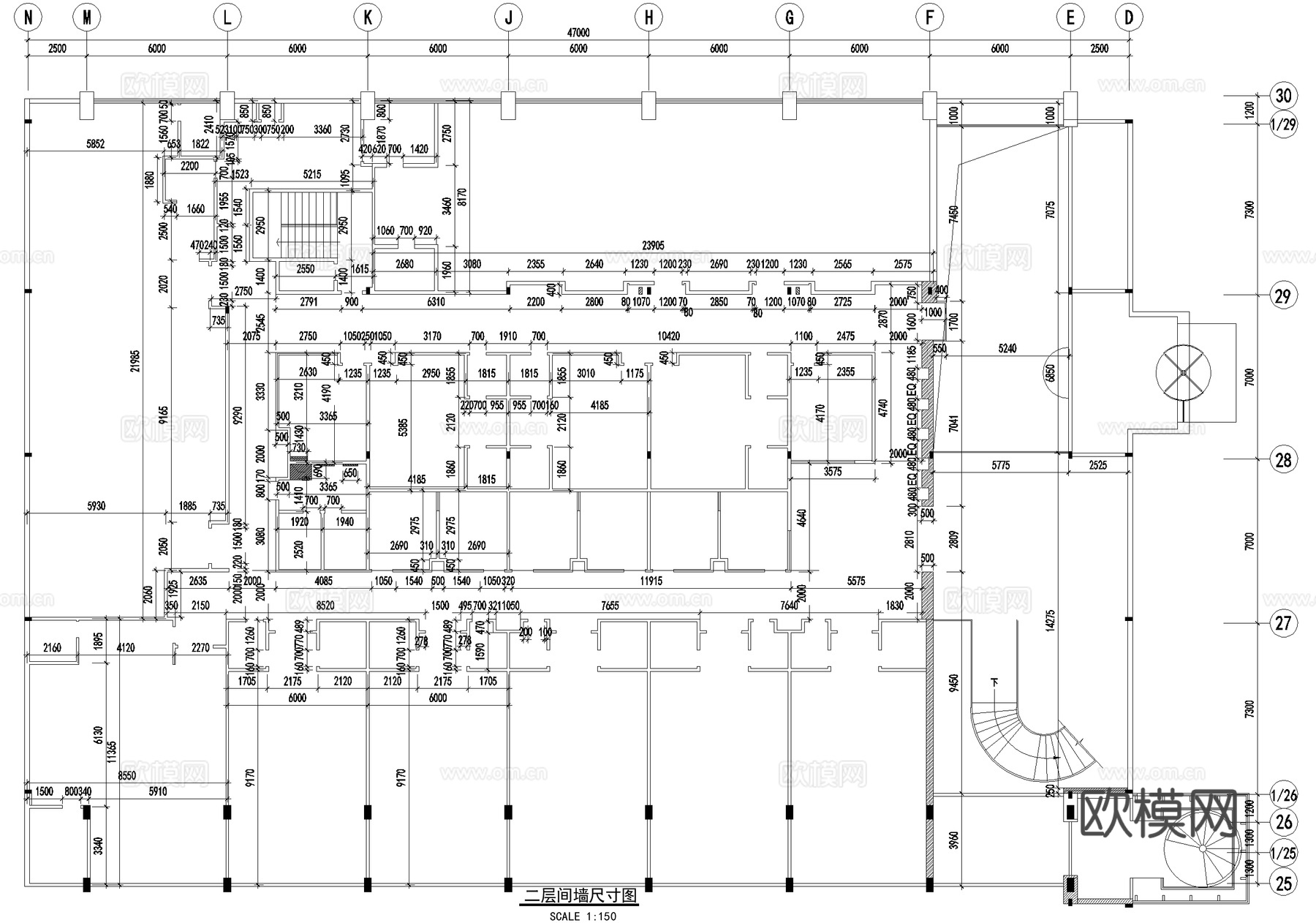 二层中餐厅平面系统图cad施工图