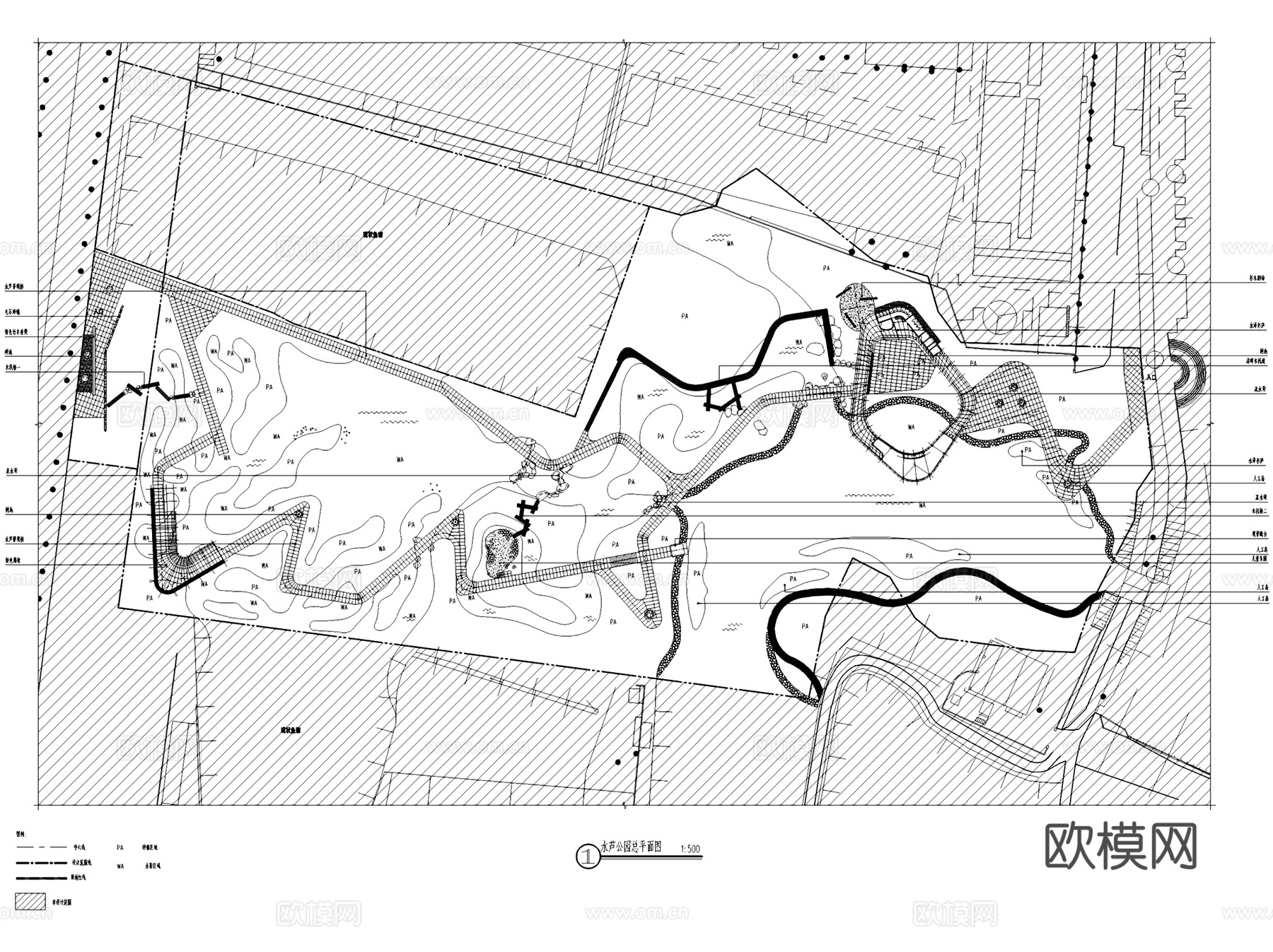 东莞水乡新城洪梅片新庄水庐湿地滨江公园景观CAD施工图cad施工图下载（渲染图3）