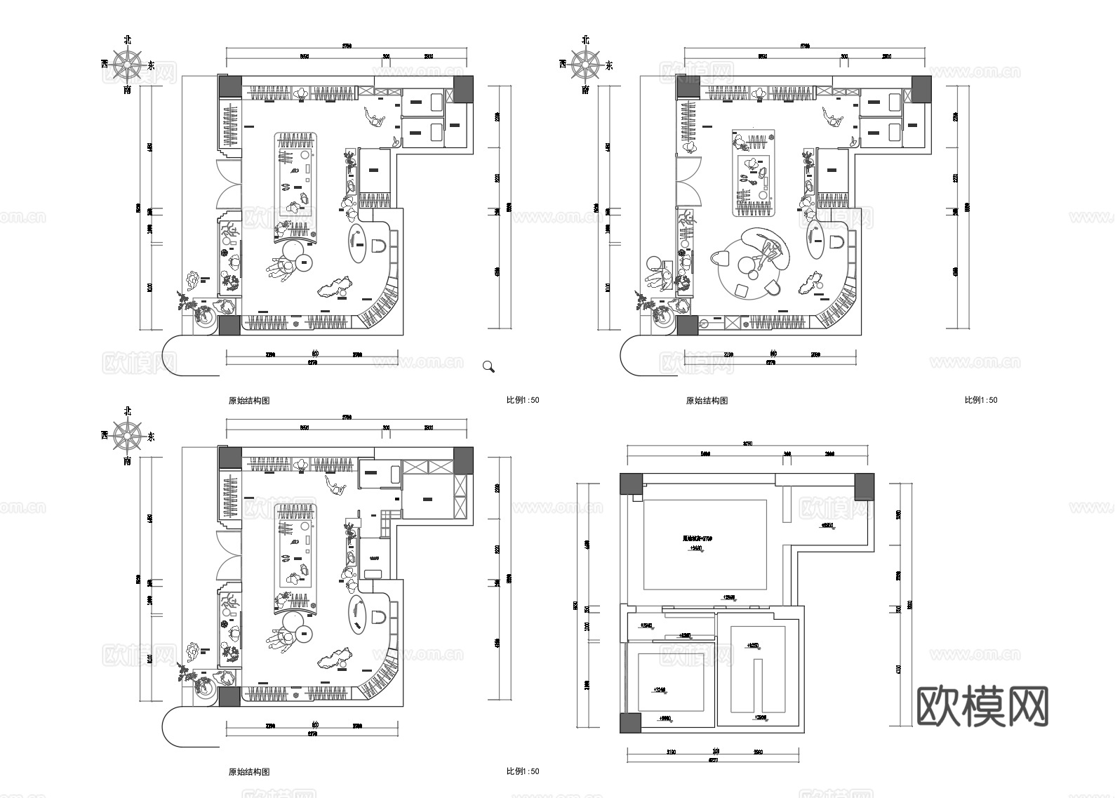 65平服装店平面设计cad施工图