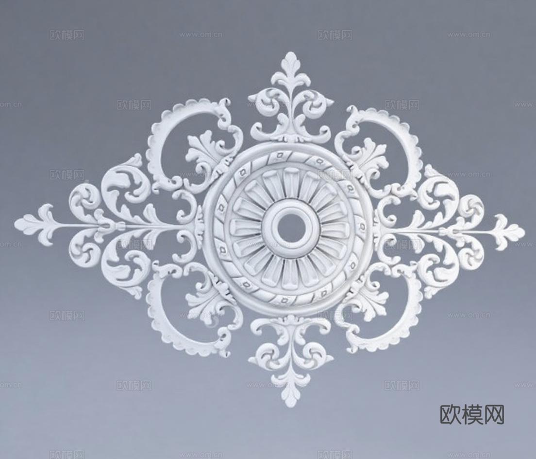 欧式古典天花板装饰 菱形浮雕石膏线 室内建筑3D模型 高端设计素材免费3d模型下载