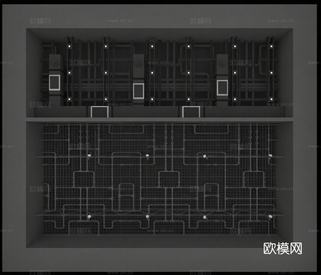 工业建筑分层结构3D模型 机械系统设计渲染图 未来城市科技艺术免费3d模型