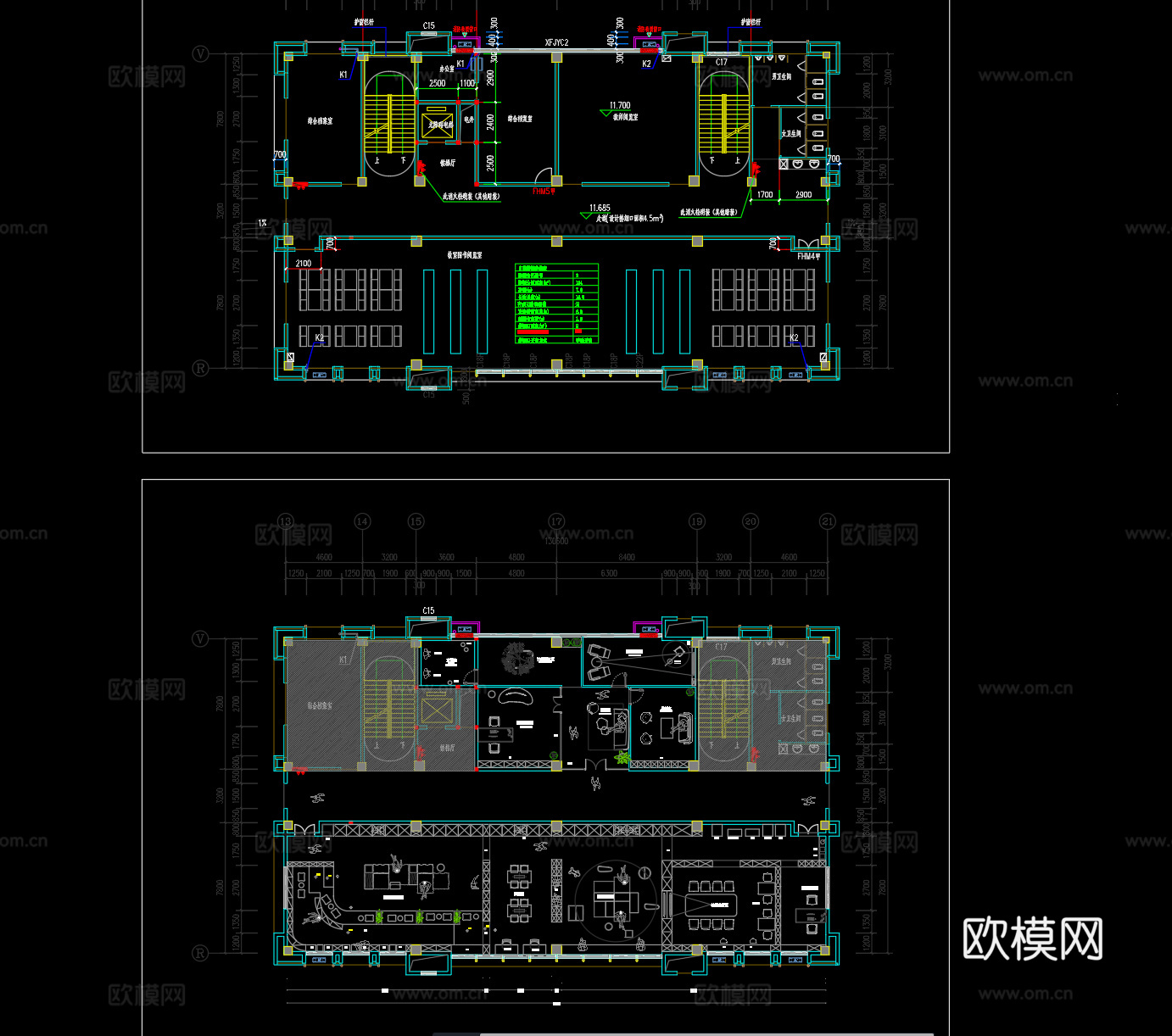 360平图书馆平面设计cad施工图