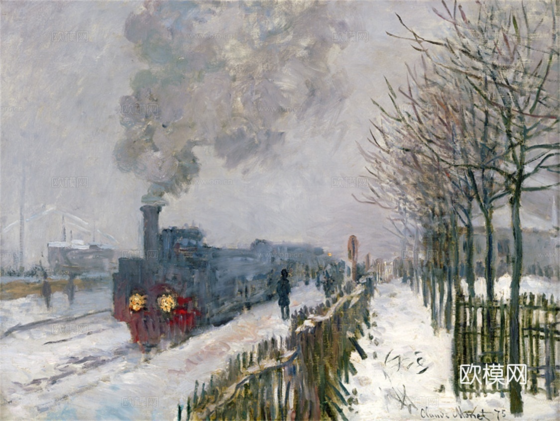 莫奈印象派绘画作品，世界经典名画28Train in the