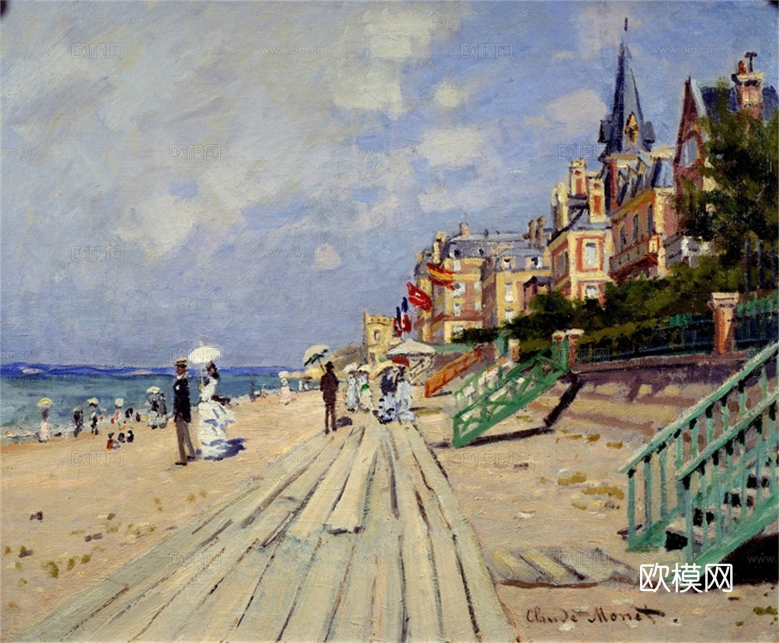 莫奈印象派绘画作品，世界经典名画0The Beach at