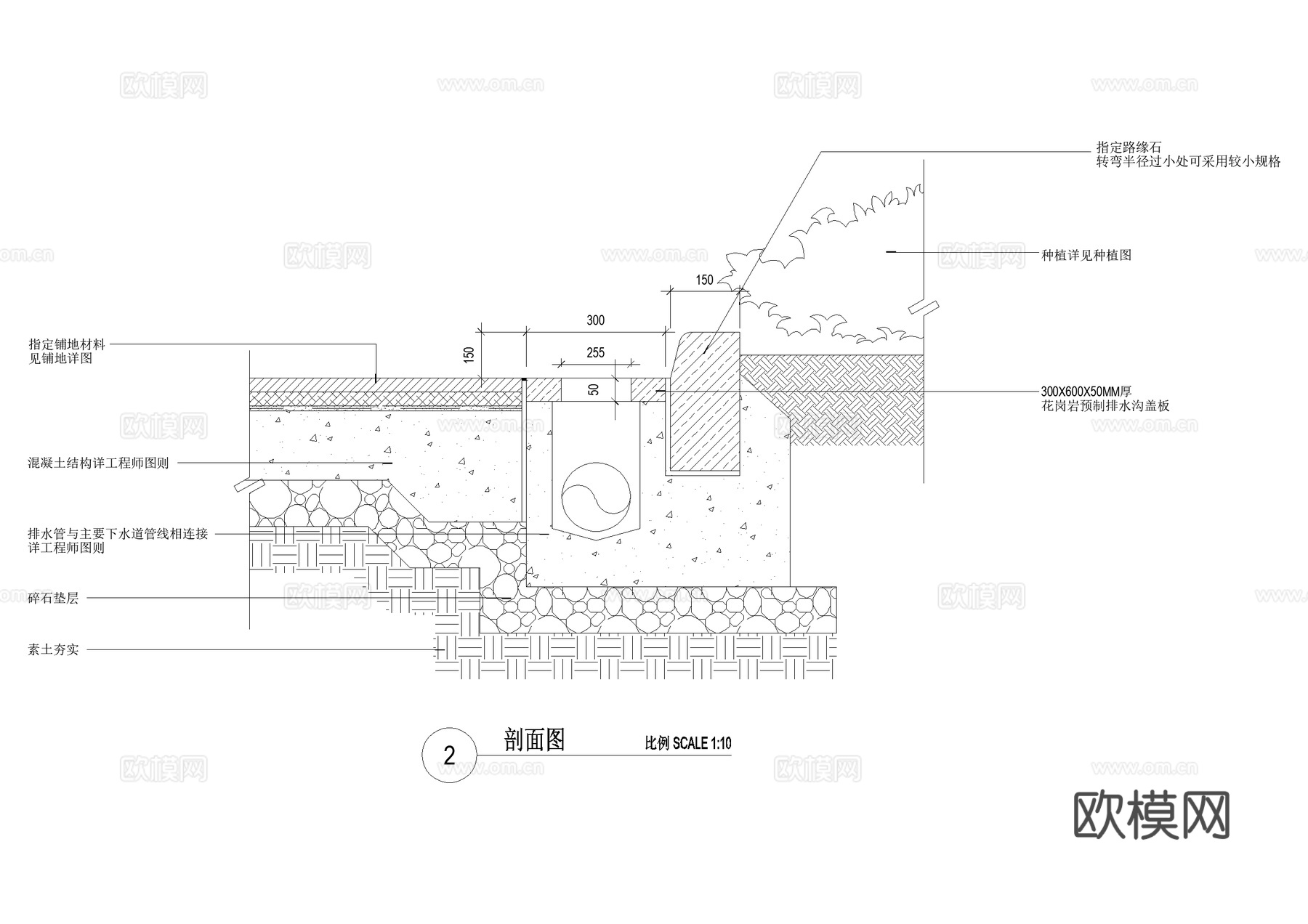 排水沟节点 排水口盖板CAD施工图cad施工图