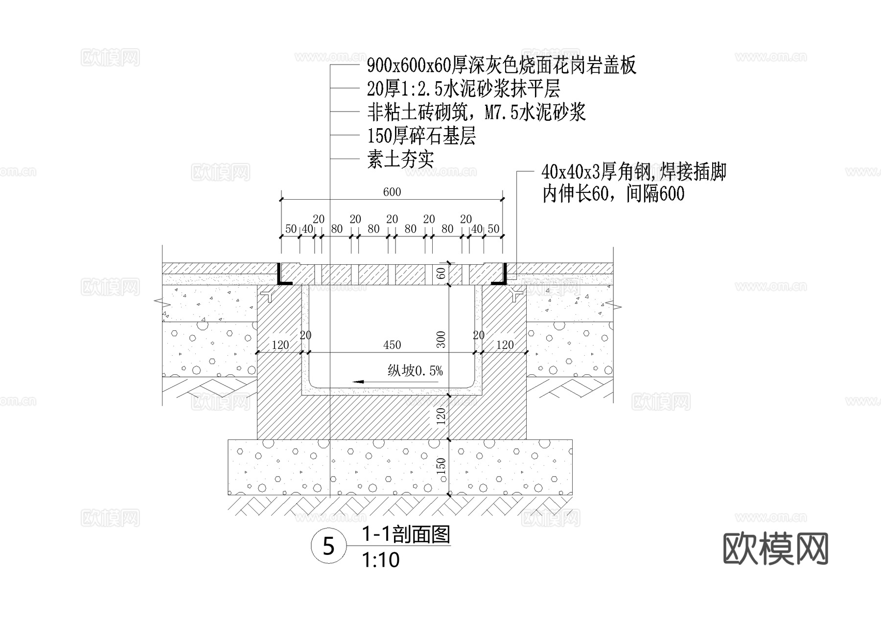 排水沟节点收水口篦子盖板CAD施工图cad施工图