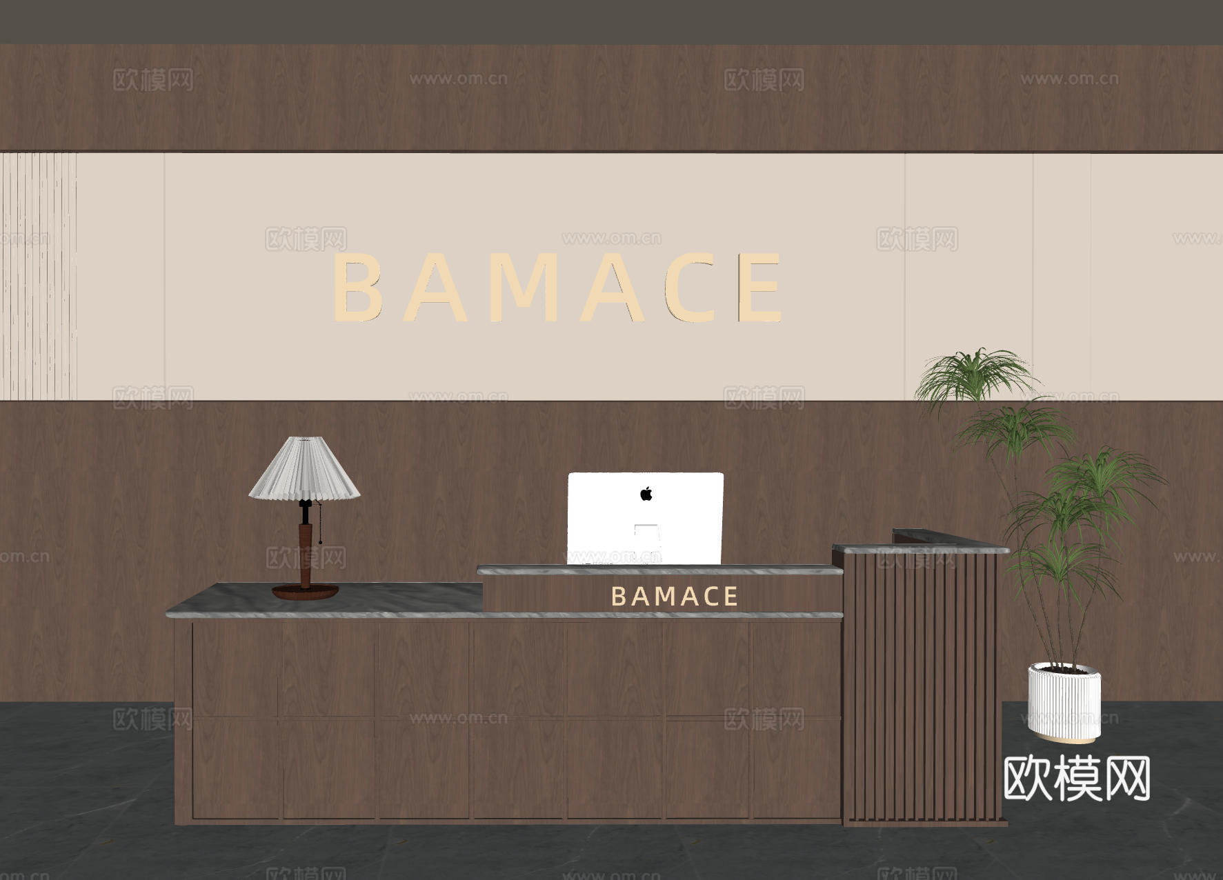 民宿前台 酒店前台 美容院前台 餐厅前台  办公室前台su模型