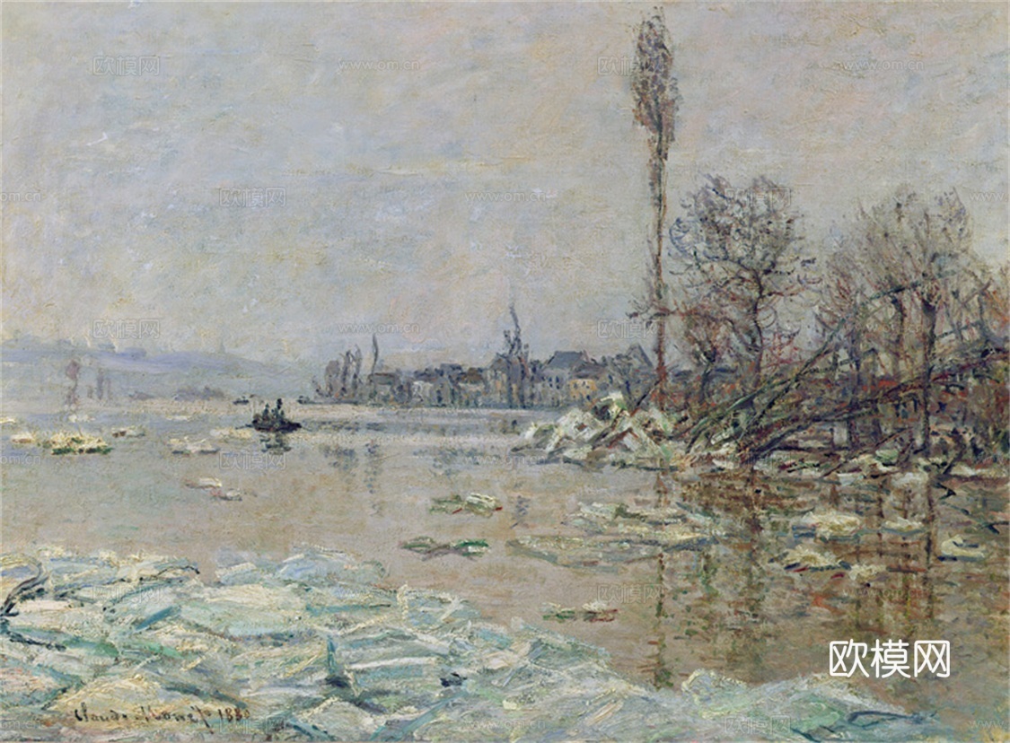 莫奈印象派绘画作品，世界经典名画408Breakup of