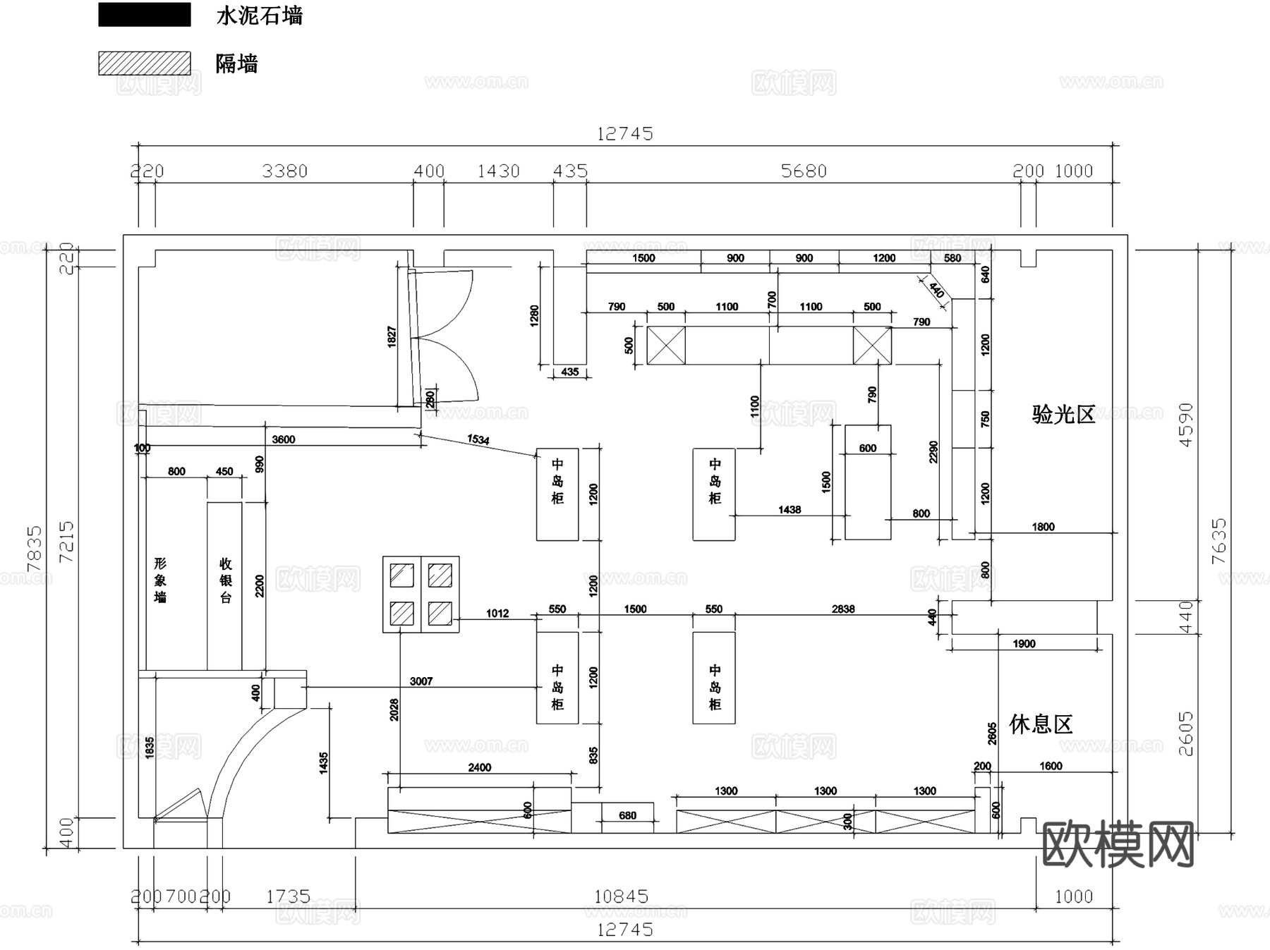 眼镜店平立面及柜子节点CAD施工图cad施工图