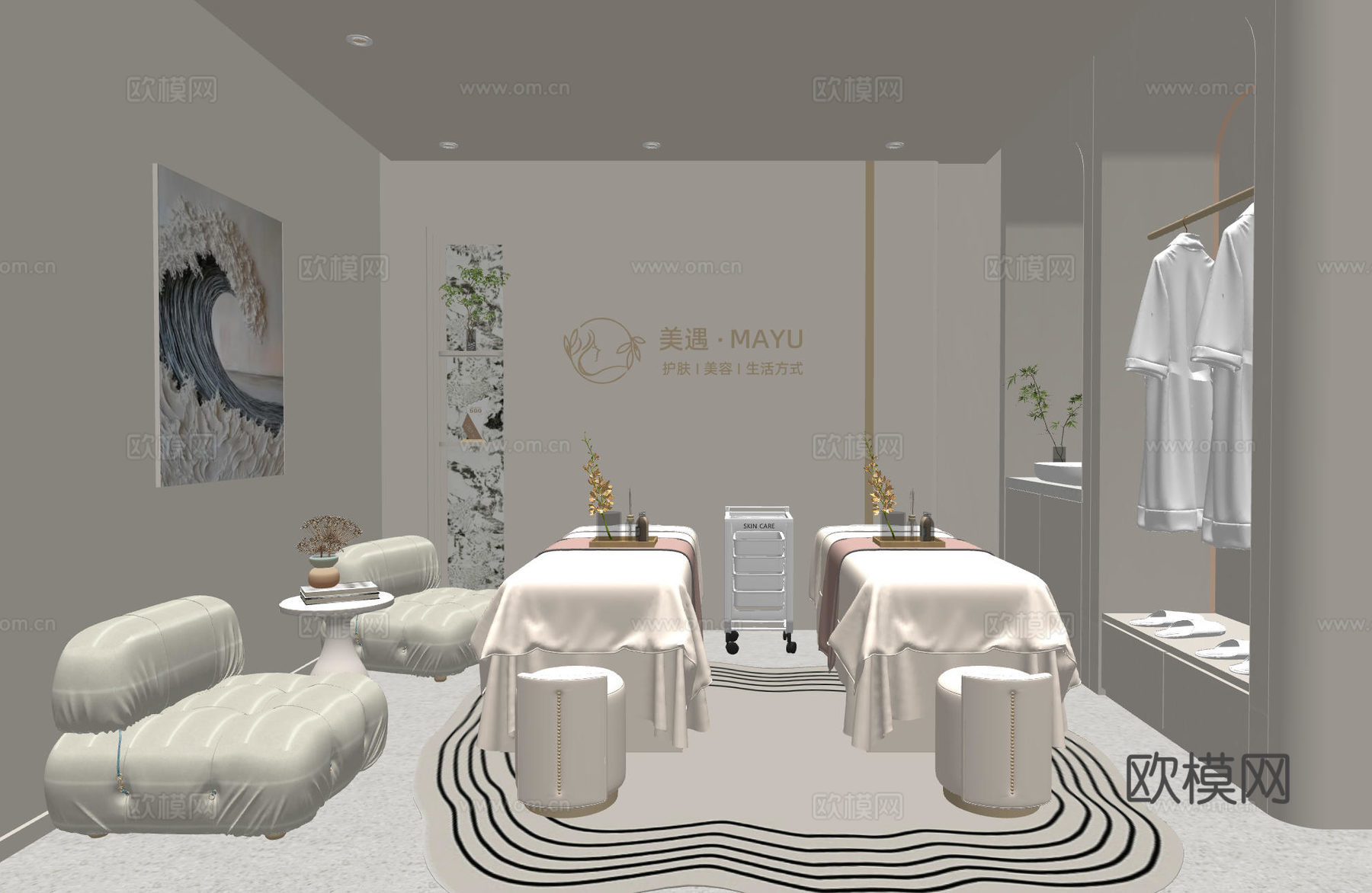美容院包间   美容院SPA   美容院双人间su模型