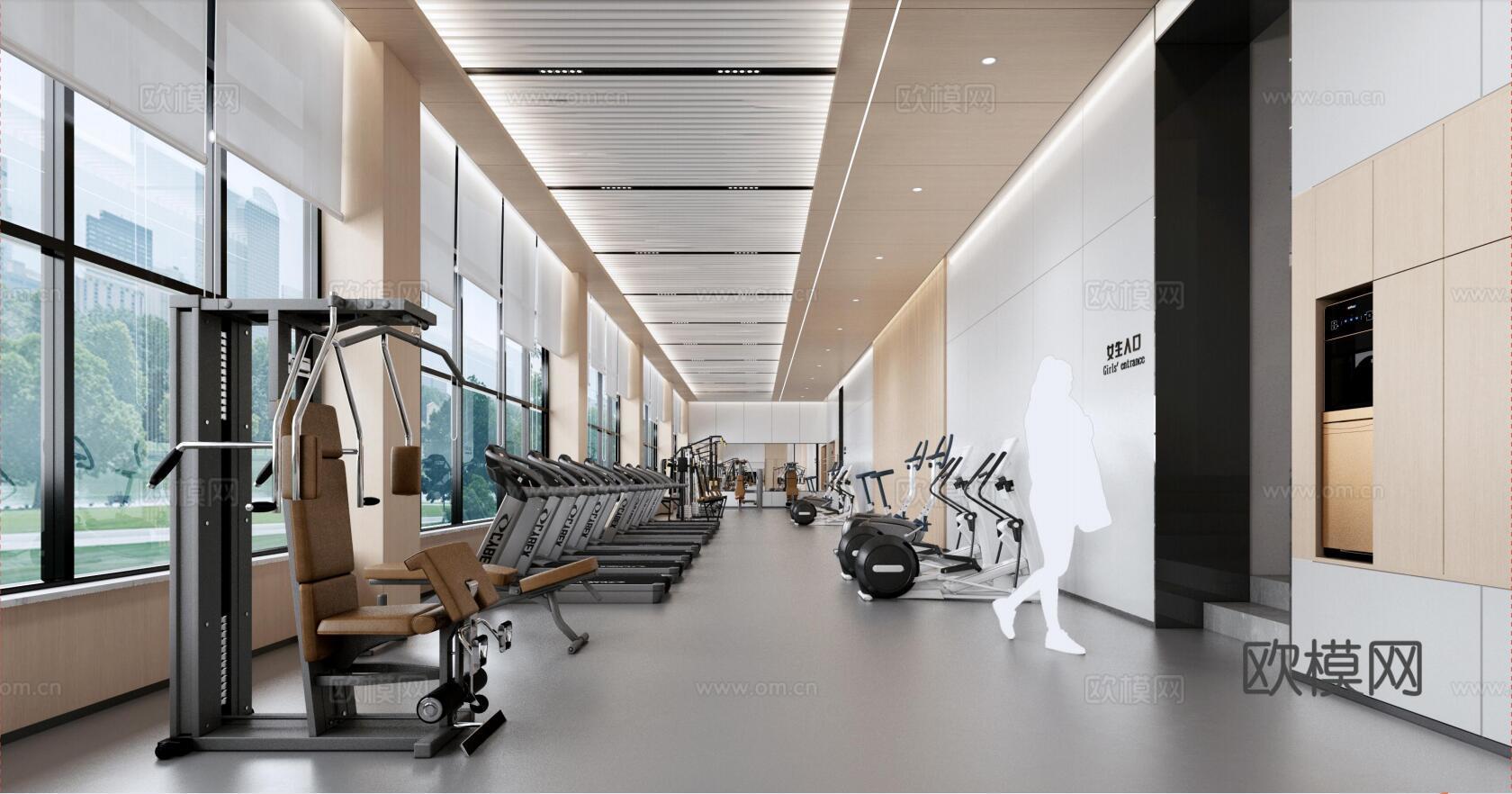 健身房 最新全套施工图 效果图合集cad施工图