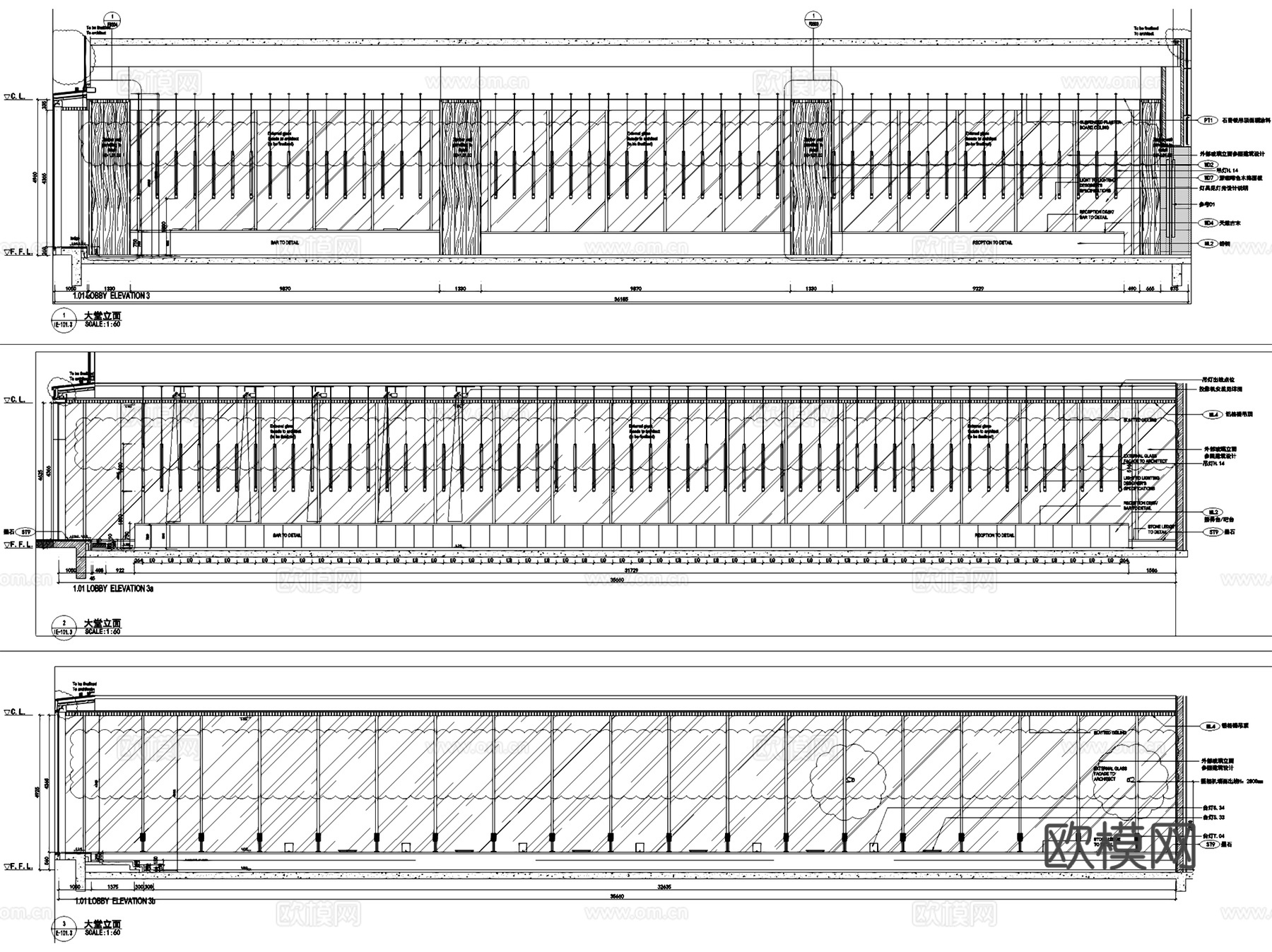 上海璞麗酒店1F大堂商务接待厅室内工装CAD施工图cad施工图