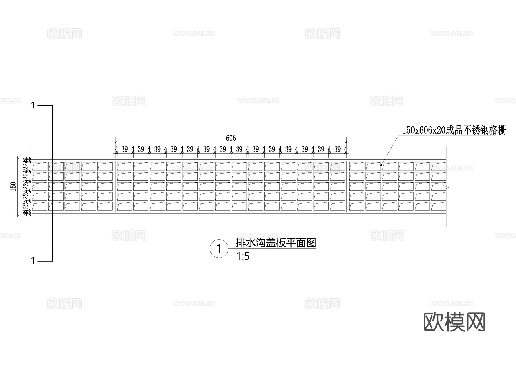 排水沟节点盖板篦子CAD施工图cad施工图