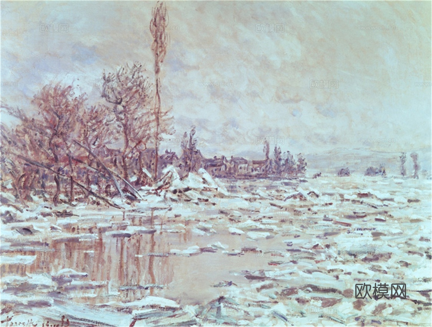 莫奈印象派绘画作品，世界经典名画244Breakup of