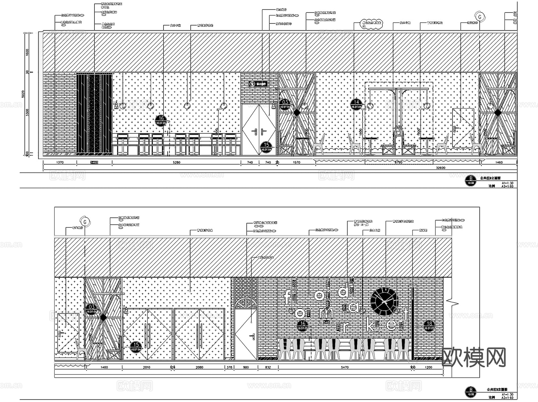 武汉凯德1818亚惠美食玛特广场室内工装CAD施工图cad施工图