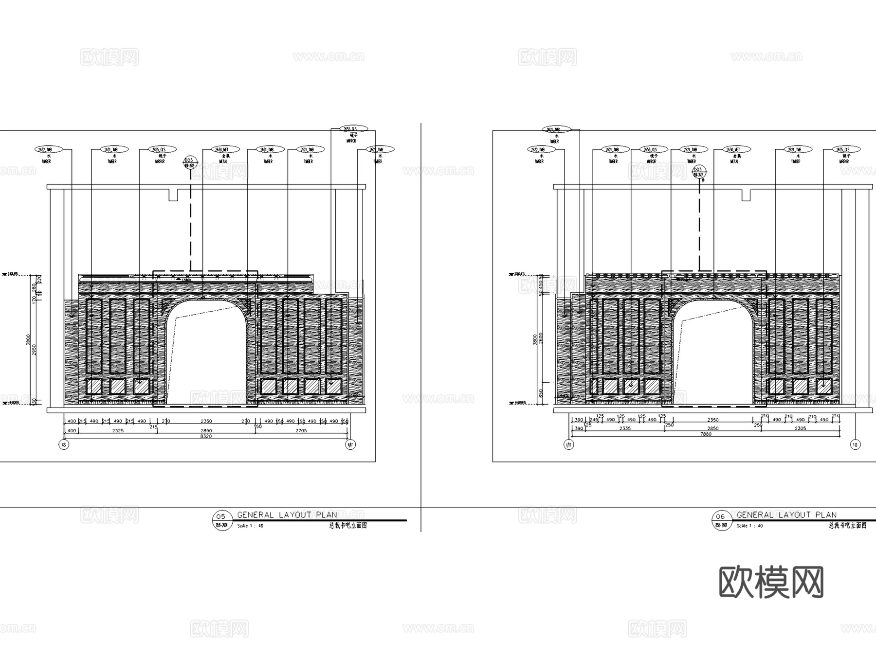 七星总裁书吧书房室内工装CAD施工图cad施工图