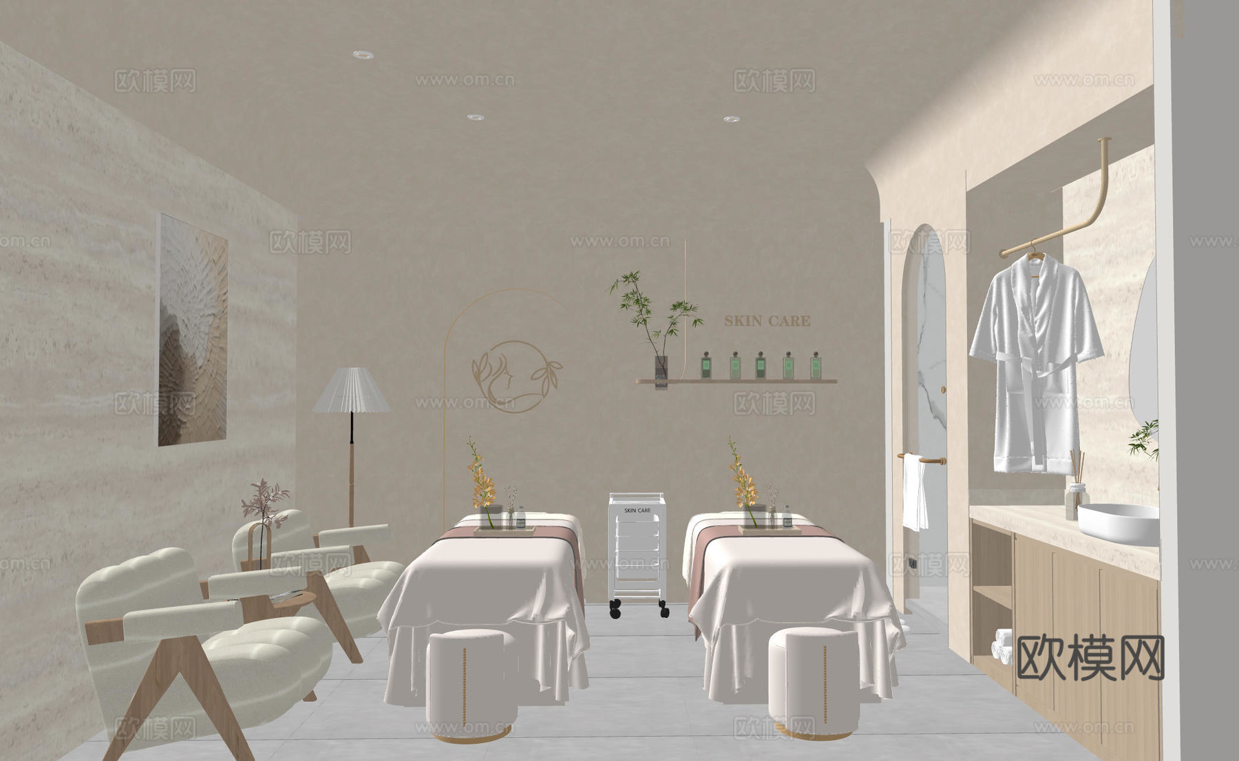 美容院包间  美容院SPA  美容院双人间   美容院设计su模型
