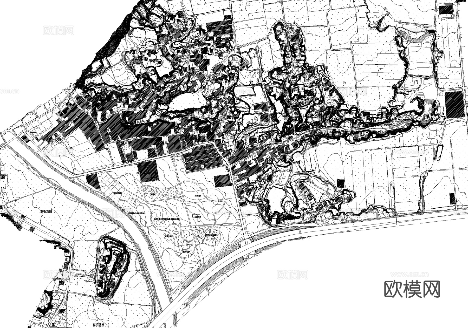 田园综合体旅游度假村平面图cad施工图