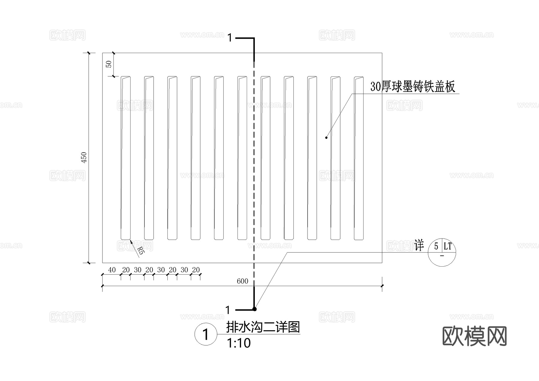 排水沟节点收水口篦子盖板CAD施工图cad施工图
