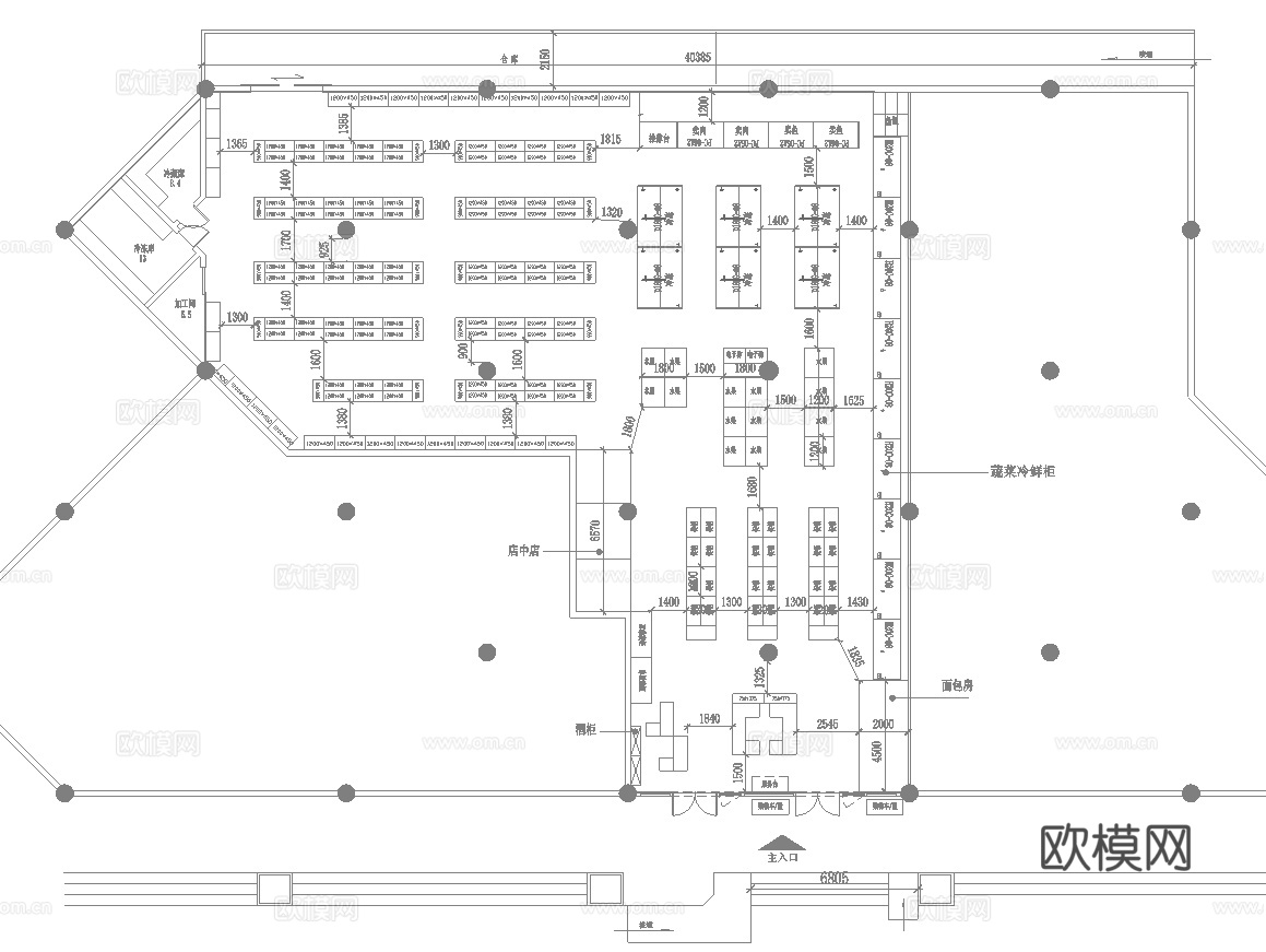 大型超市 最新平面施工图合集cad施工图