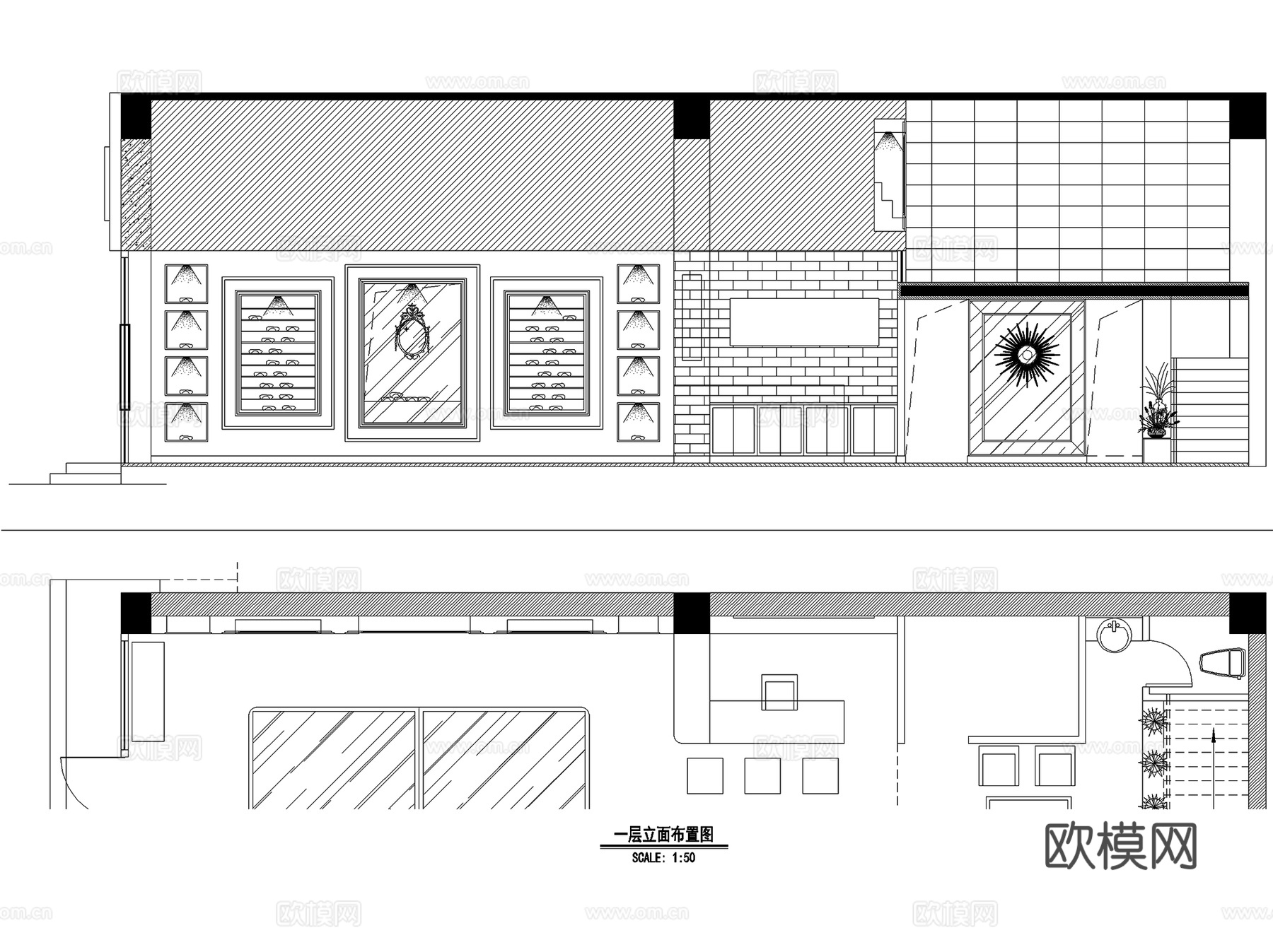 爱目堂眼镜店室内工装CAD施工图cad施工图