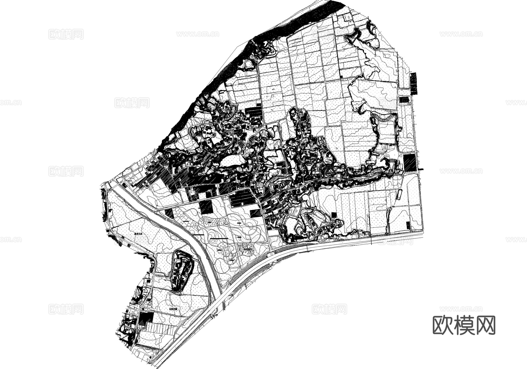 田园综合体旅游度假村平面图cad施工图