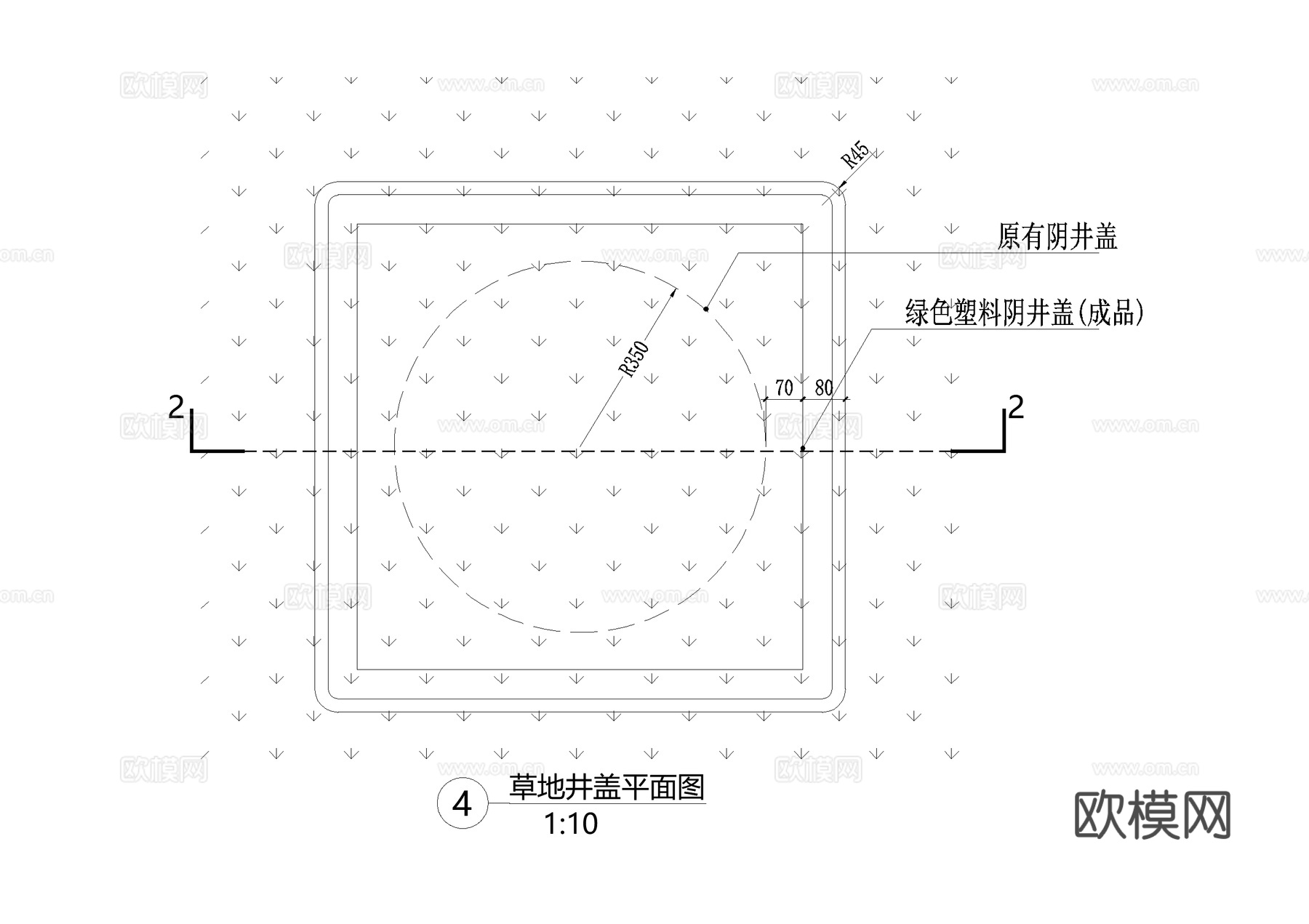 铺装井盖草地井盖盖板CAD施工图cad施工图