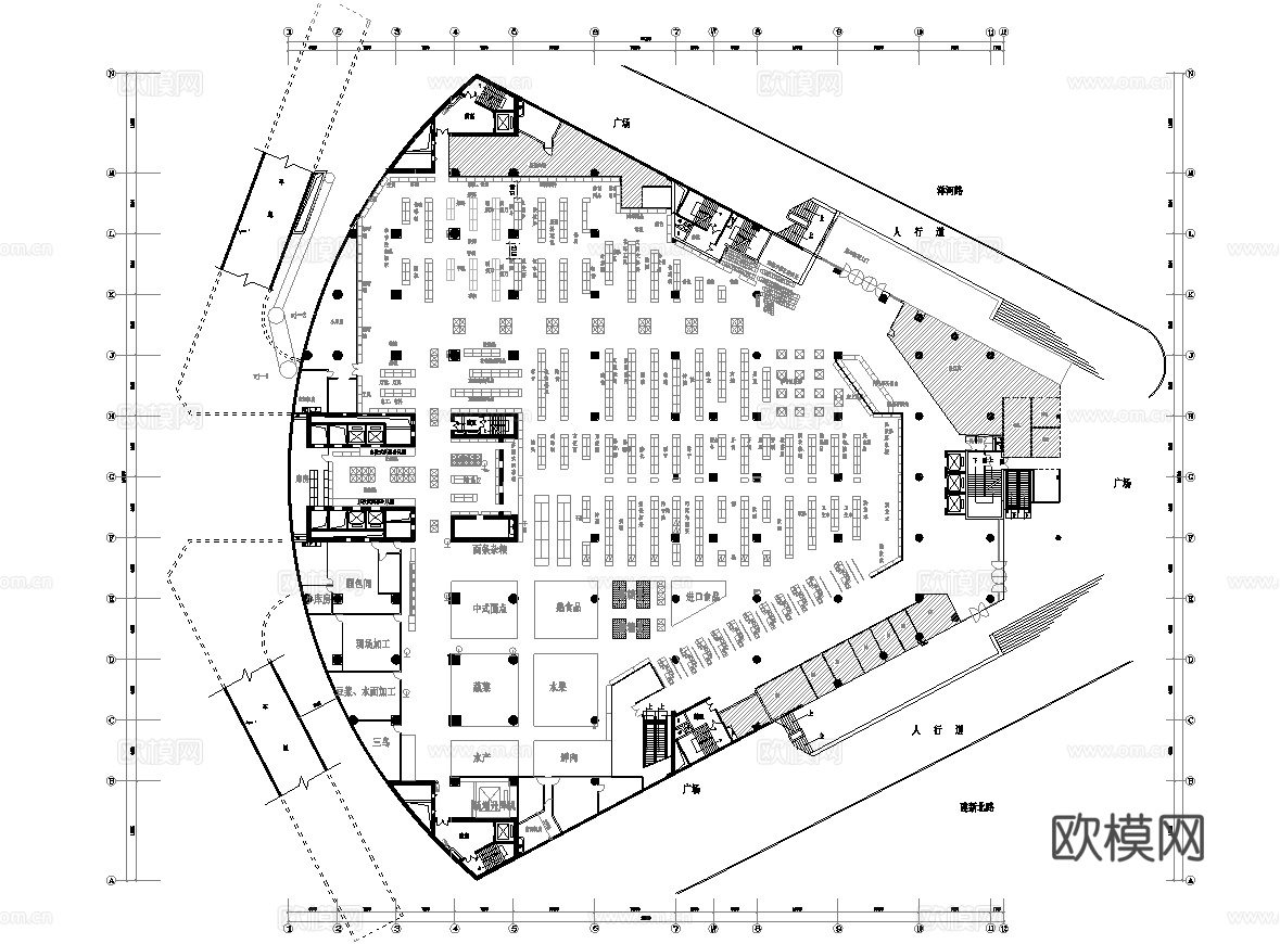 大型超市 最新平面施工图合集cad施工图