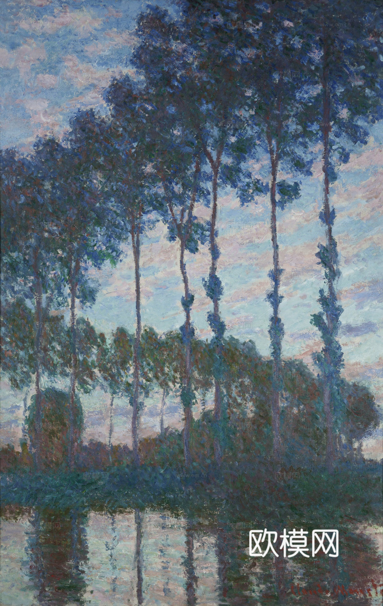 莫奈印象派绘画作品，世界经典名画57Poplars on t