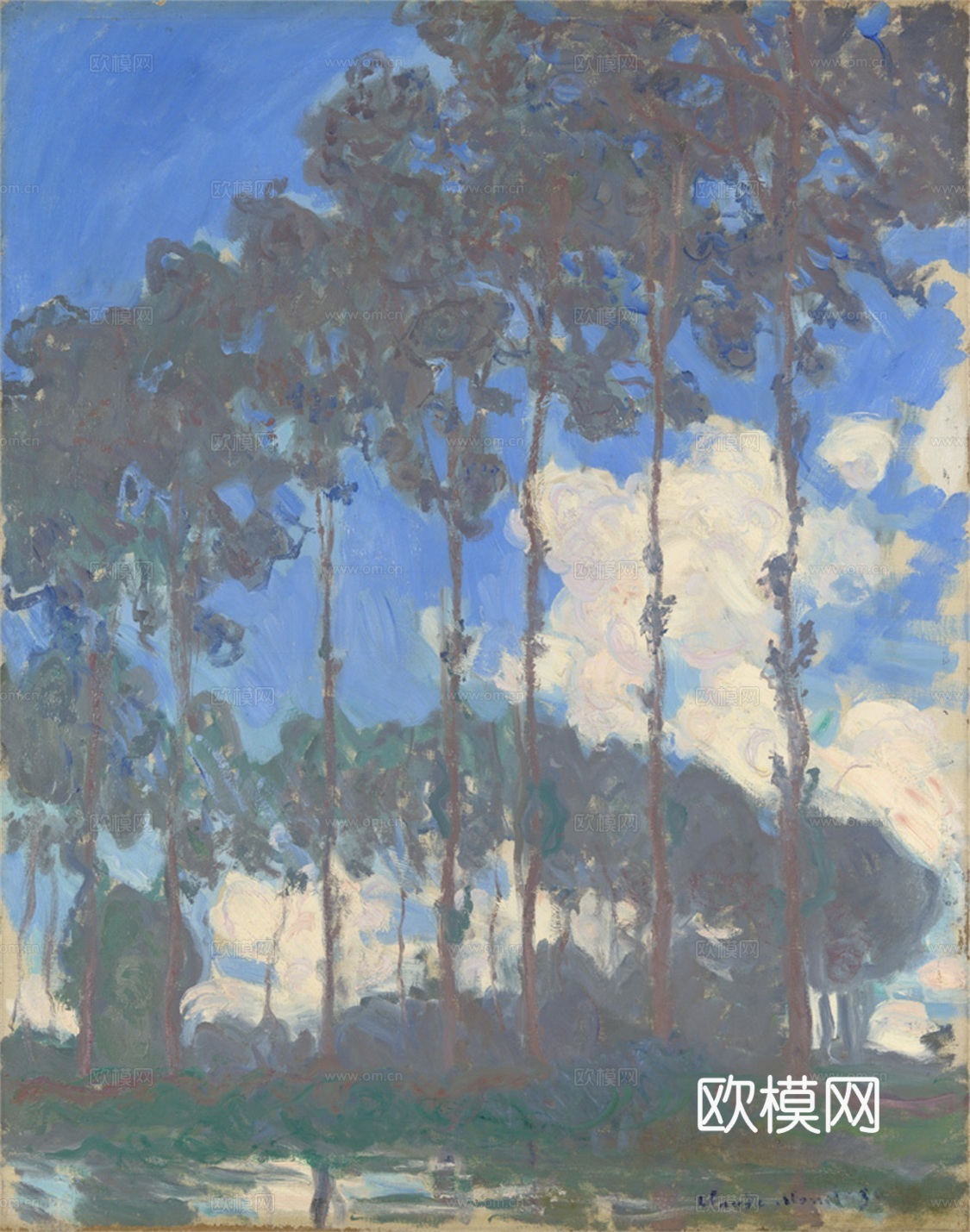 莫奈印象派绘画作品，世界经典名画60Poplars on t