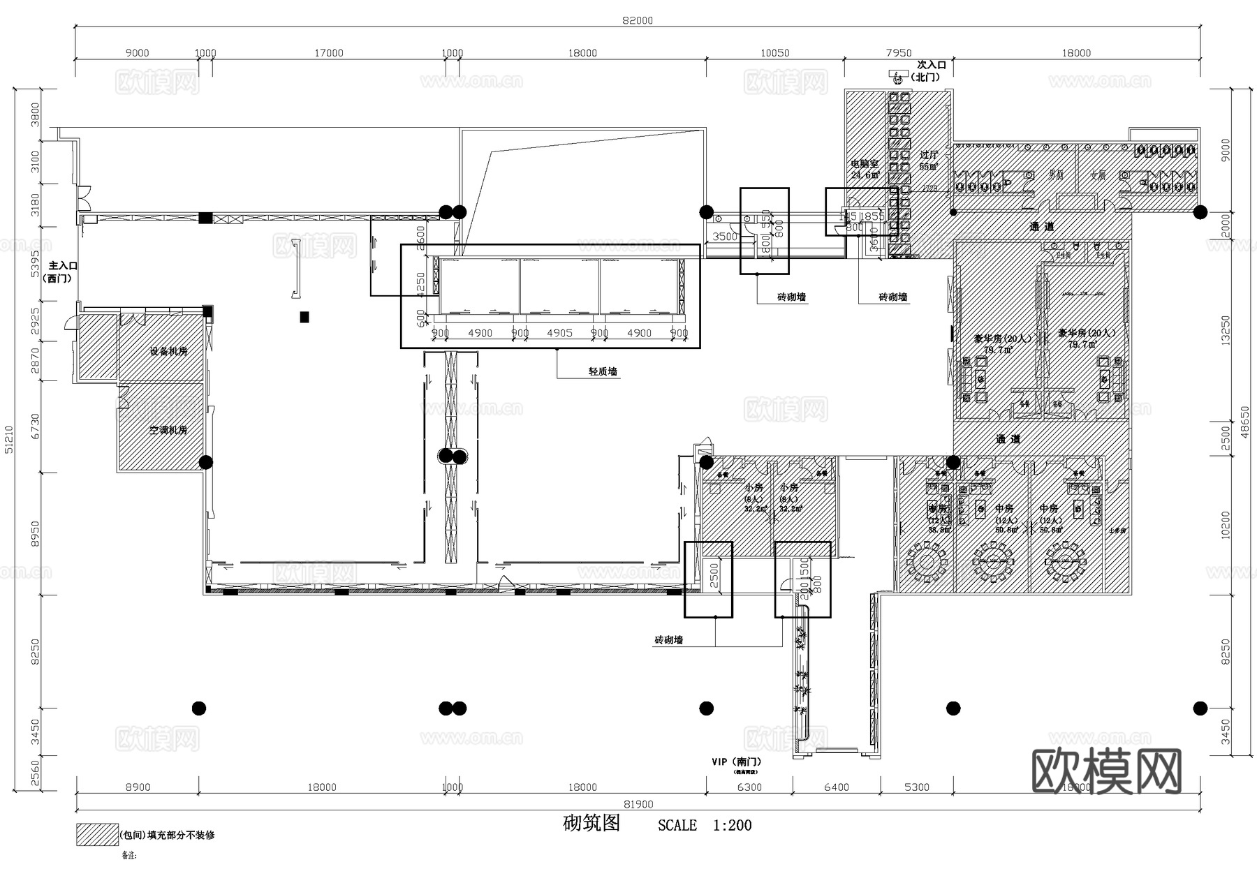 餐厅宴会厅平面系统图cad施工图
