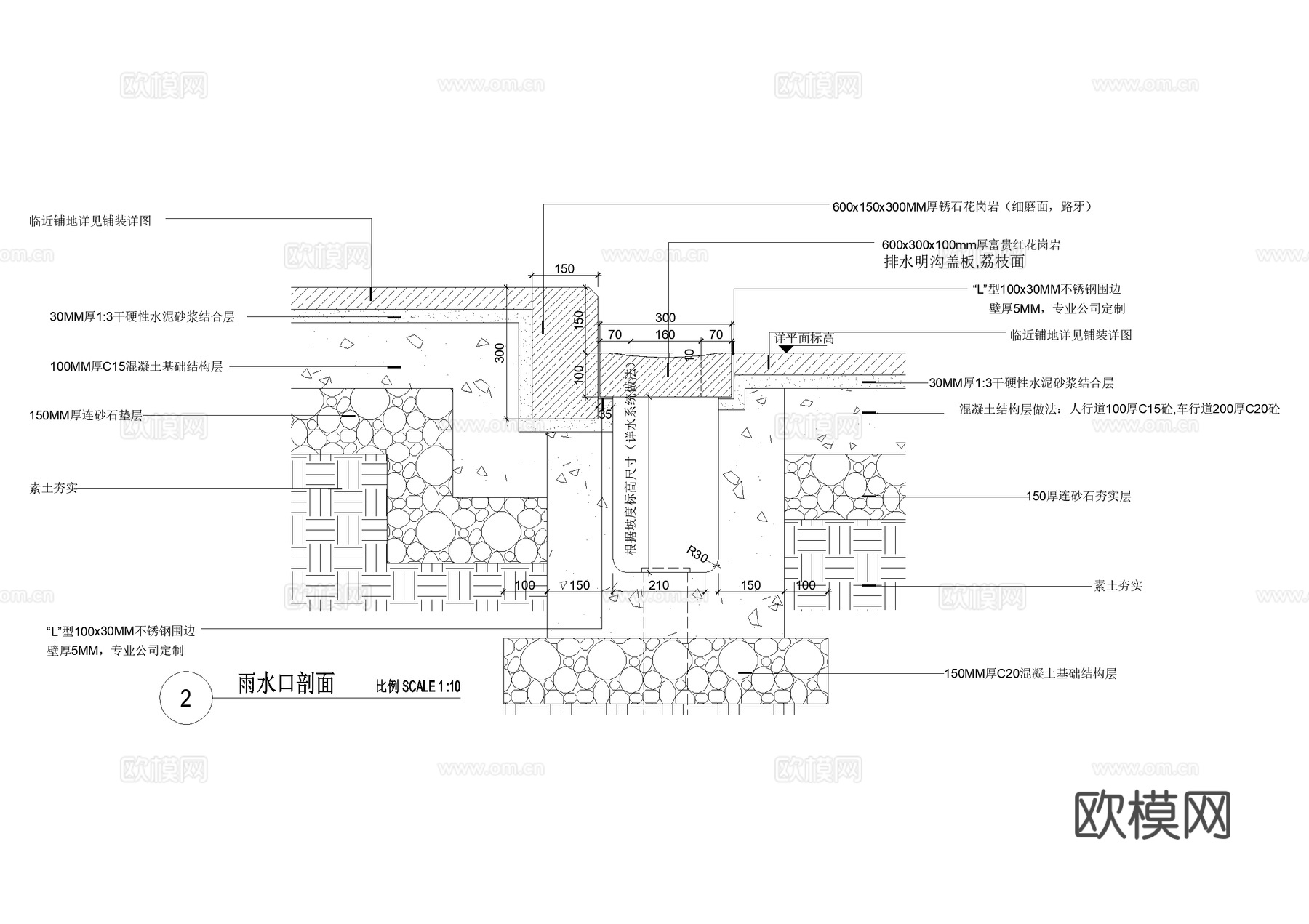 排水沟明沟节点 雨水口节点 盖板篦子 CAD施工图cad施工图