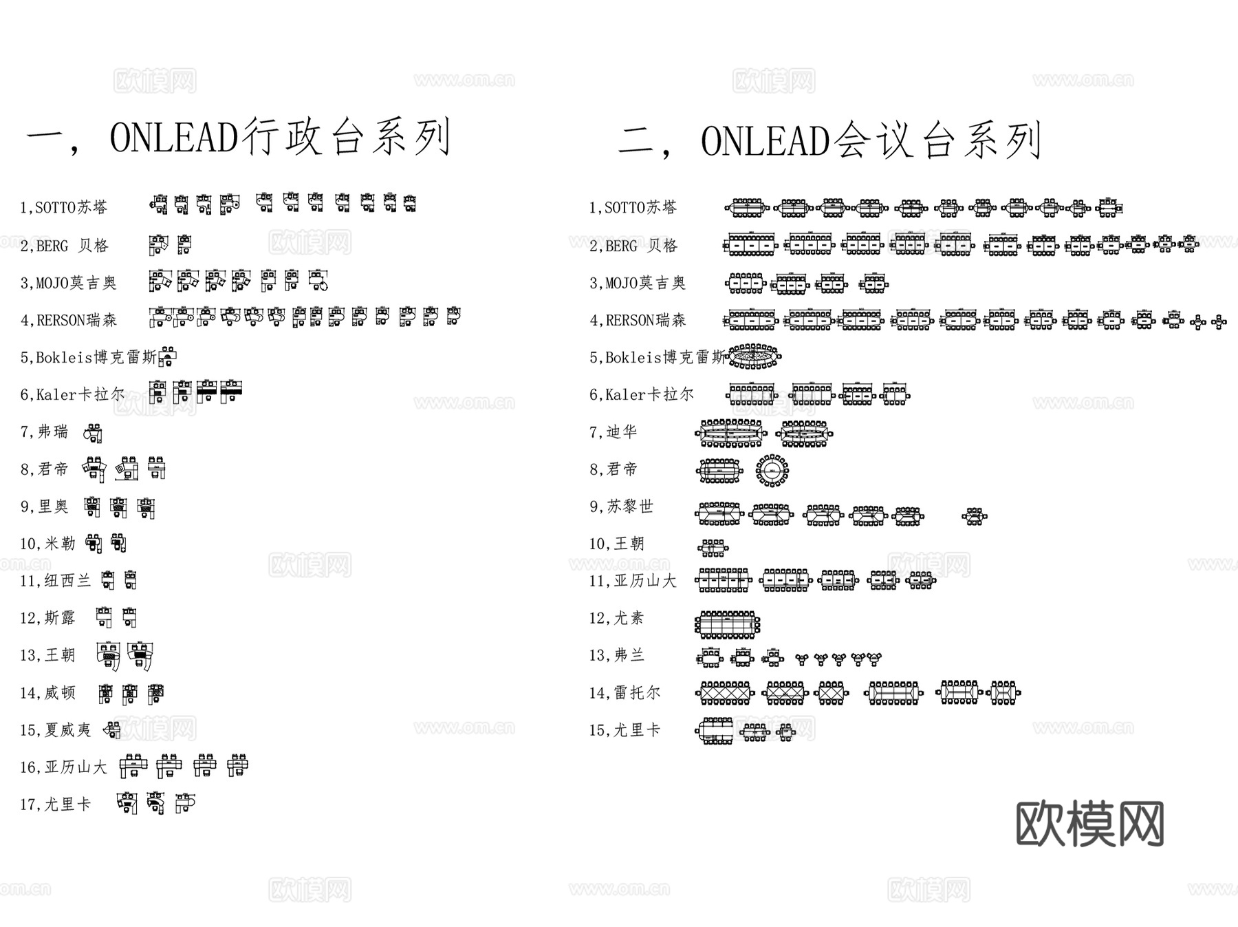 办公室室内装饰家具平面图块CAD施工图集 4套cad施工图