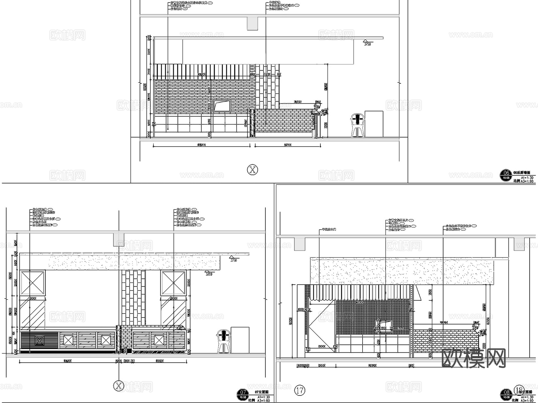 地下小吃街美食广场室内工装CAD施工图cad施工图