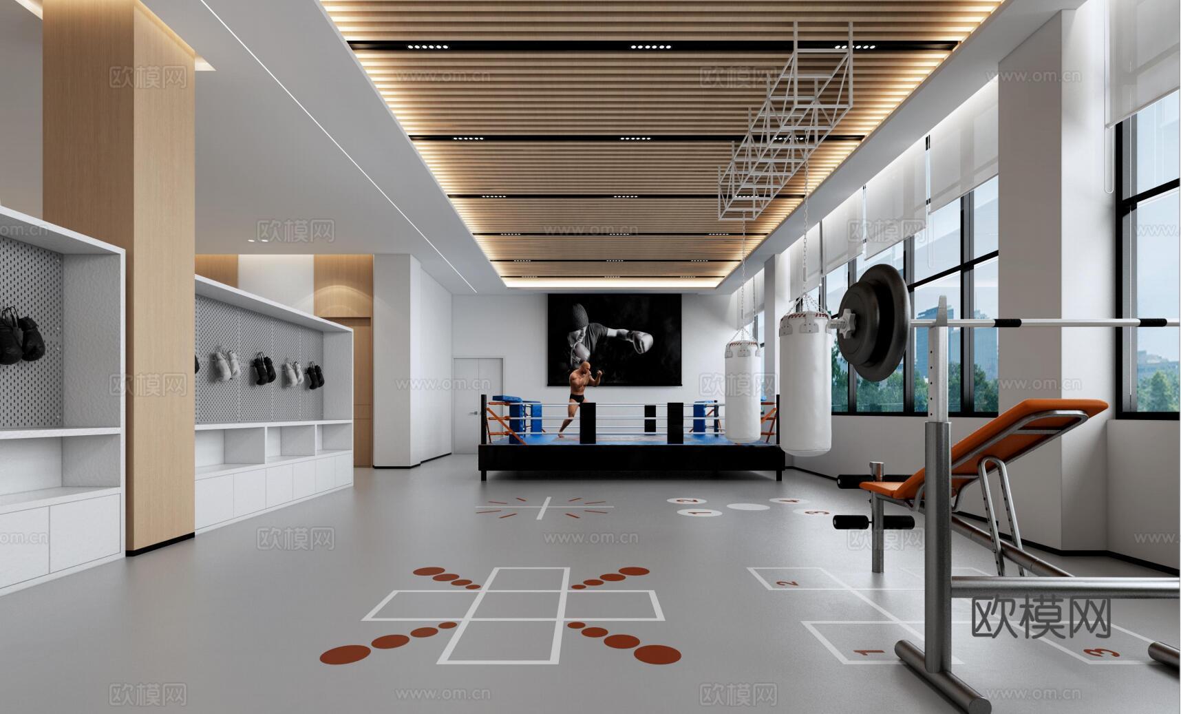 健身房 最新全套施工图 效果图合集cad施工图
