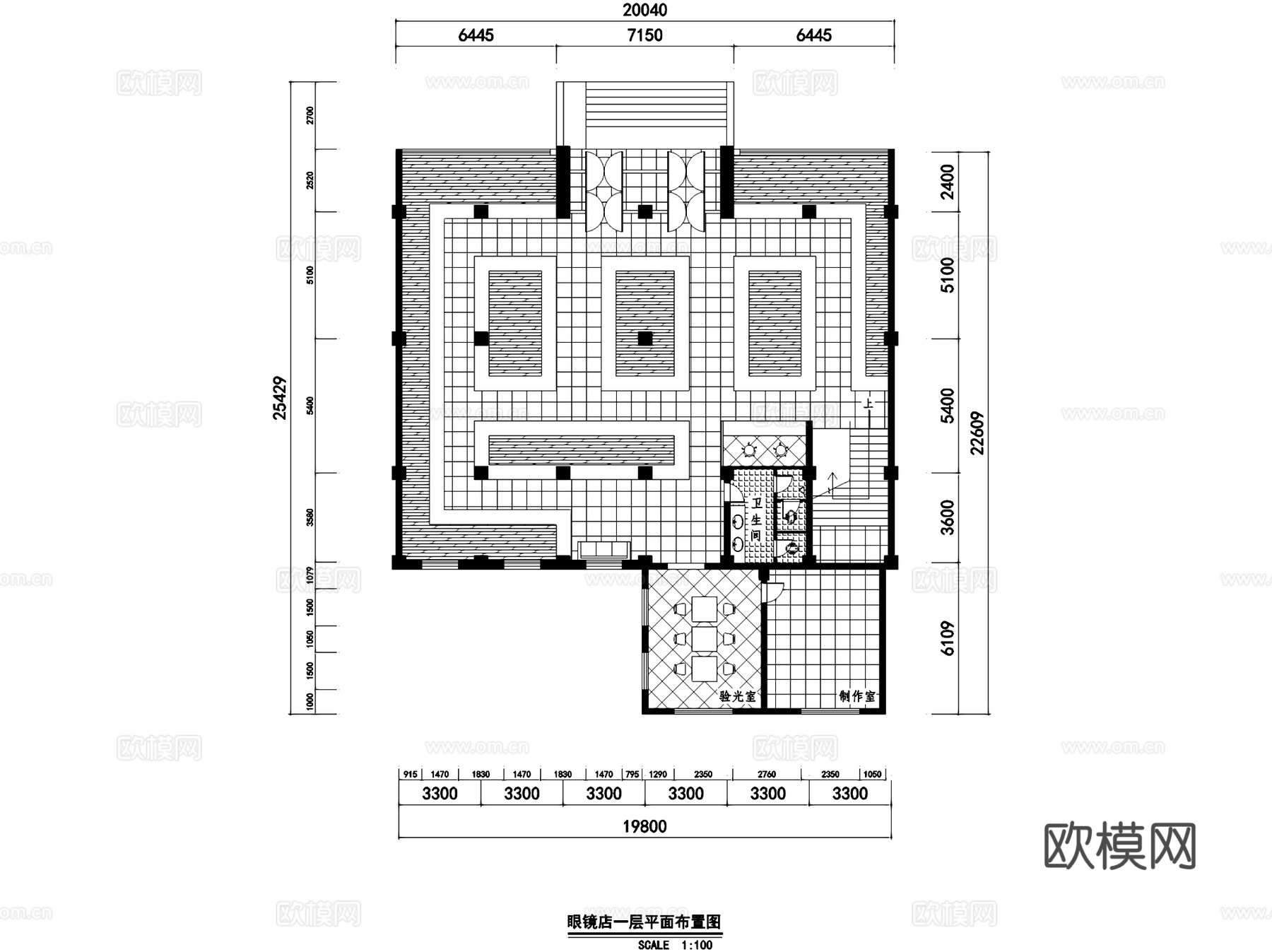 葫芦岛钟表眼镜印章店室内平面外立面CAD施工图cad施工图