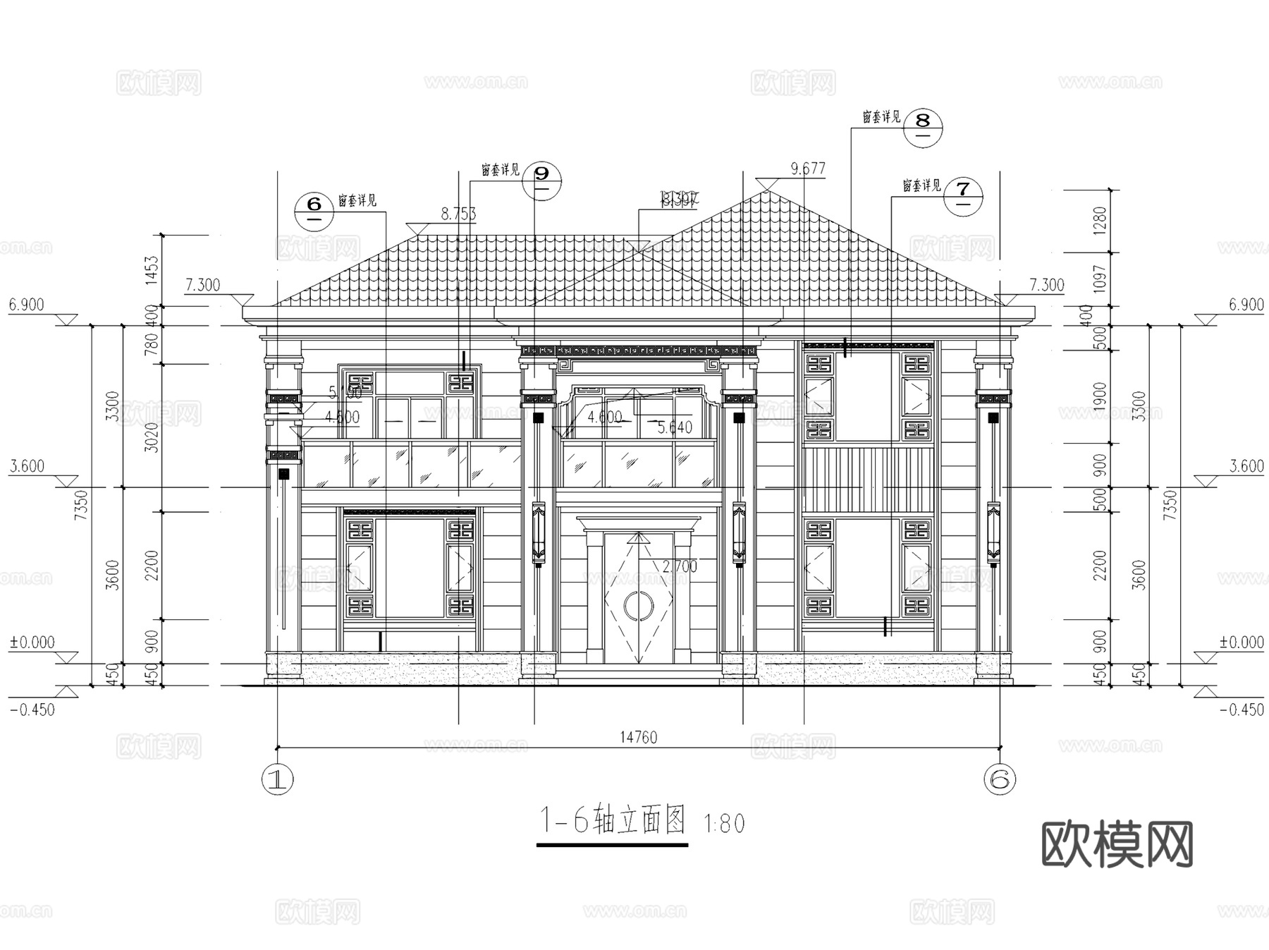 二层独栋别墅自建房建筑CAD施工图集 15套cad施工图