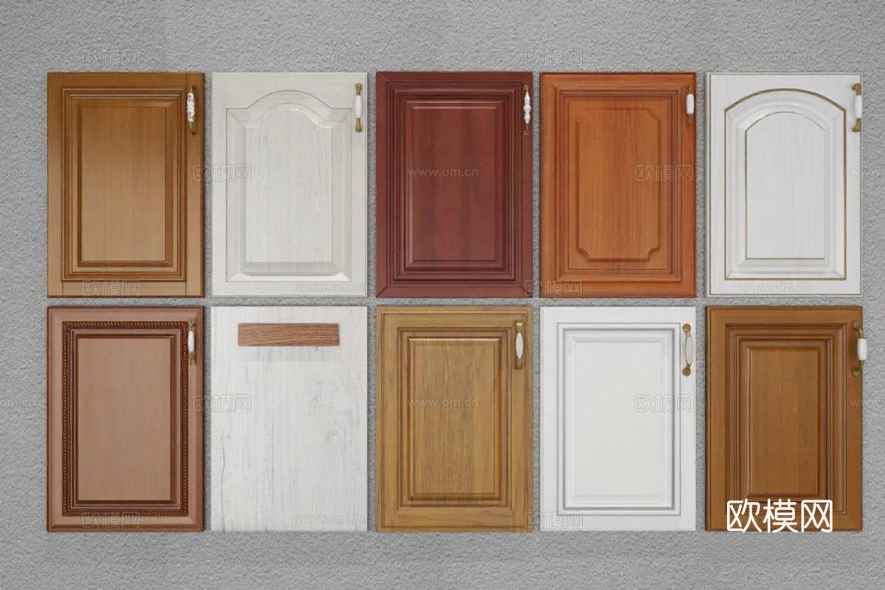 橱柜门板设计样式大全 厨房装修现代经典风格家居装饰 实木烤漆门板3D模型展示免费3d模型