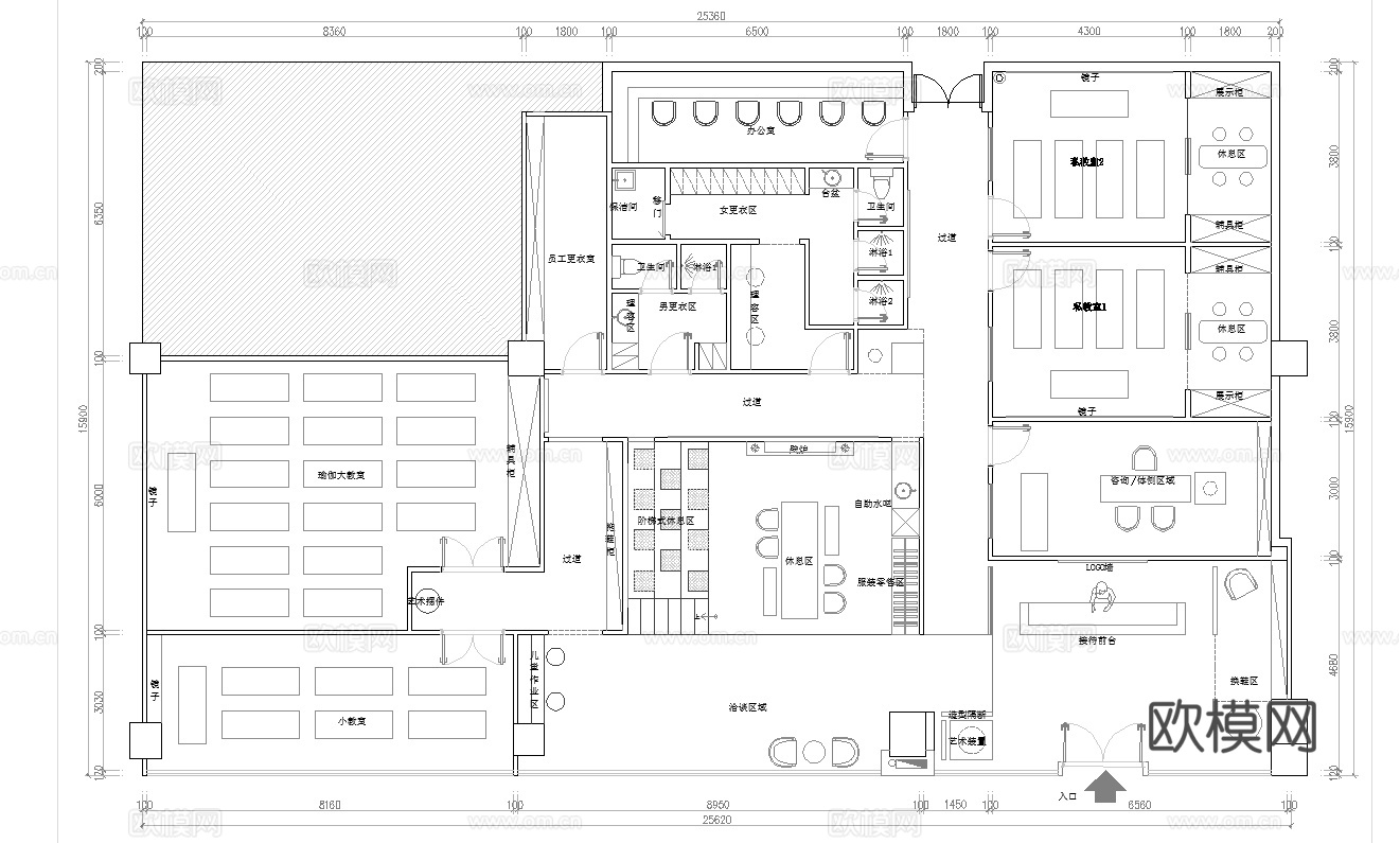 瑜伽健身 最新平面施工图cad施工图