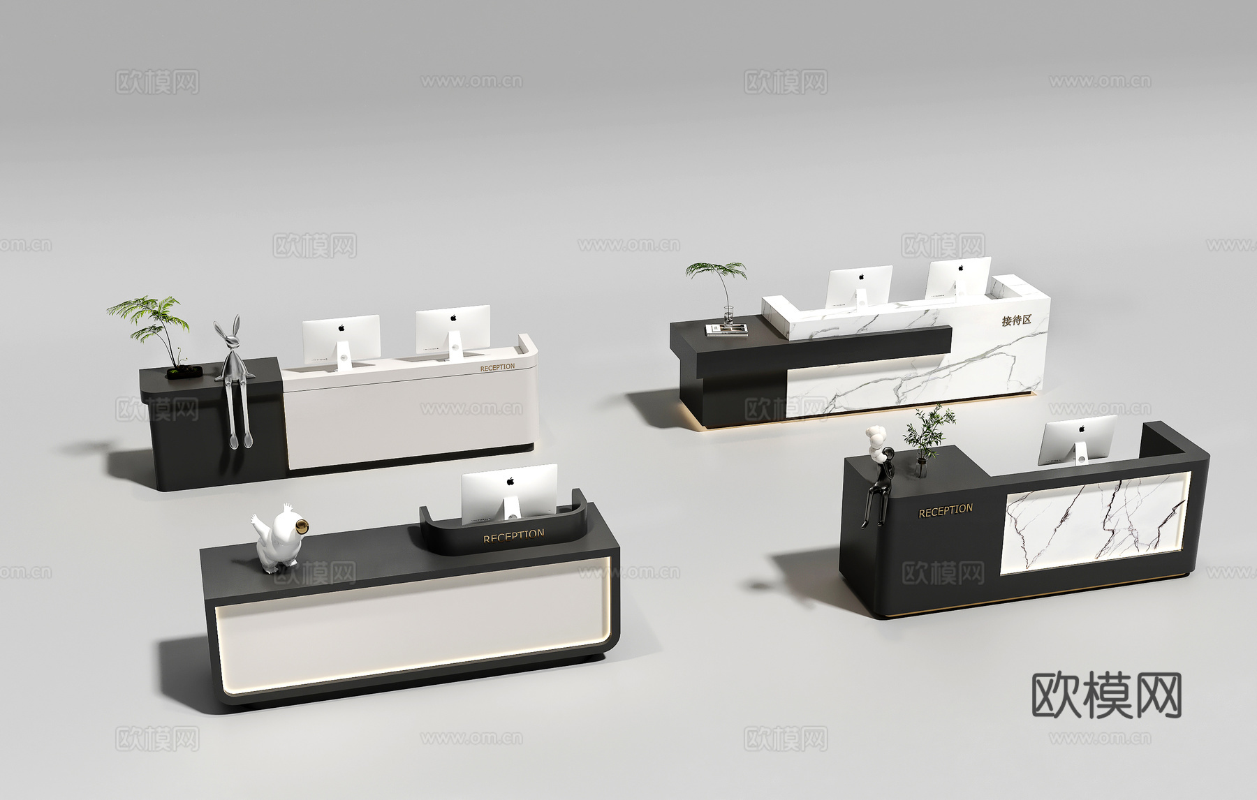 简约前台 办公前台 酒店前台 民宿前台 美容院前台su模型