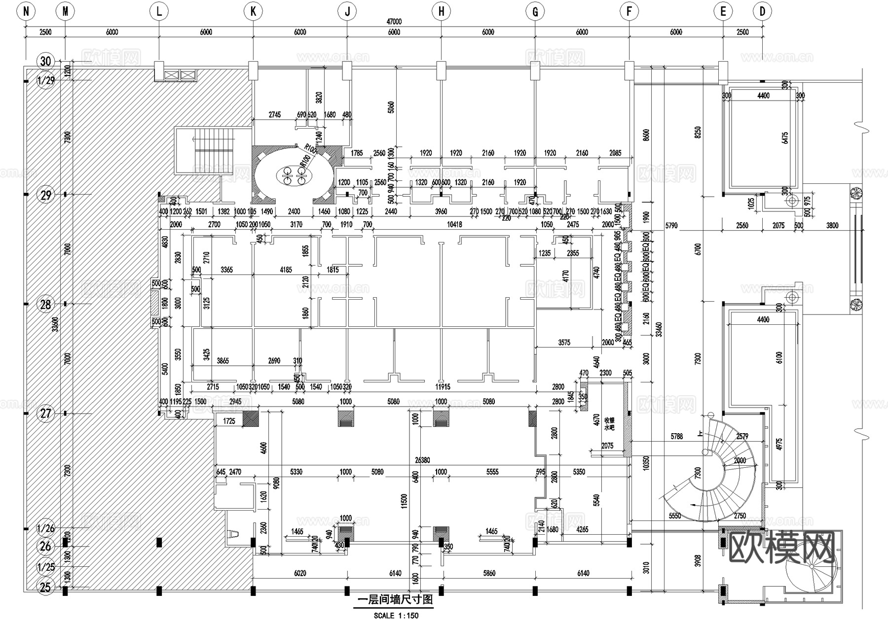 二层中餐厅平面系统图cad施工图