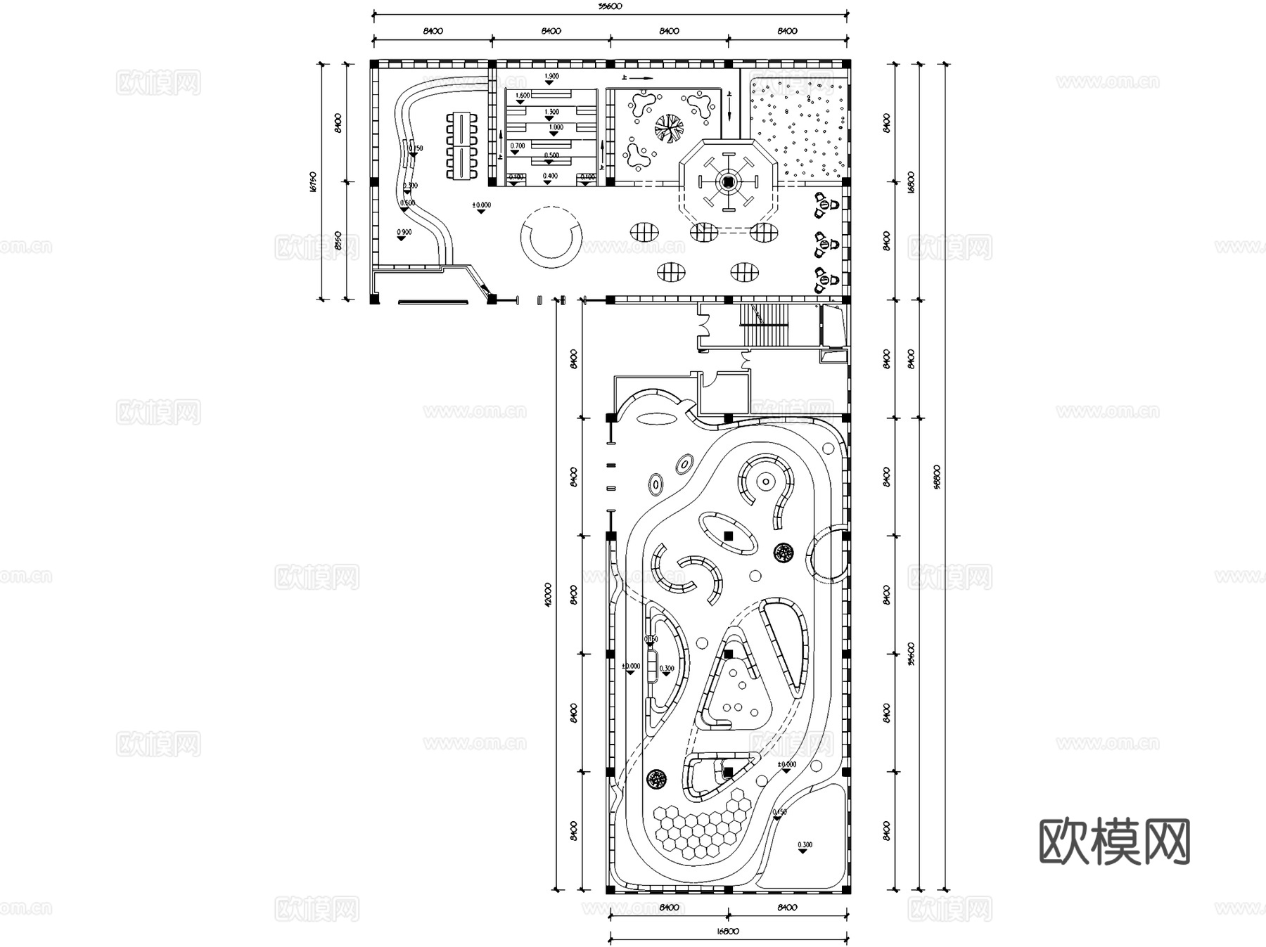 六安图书馆少儿区室内工装平面图CAD施工图cad施工图