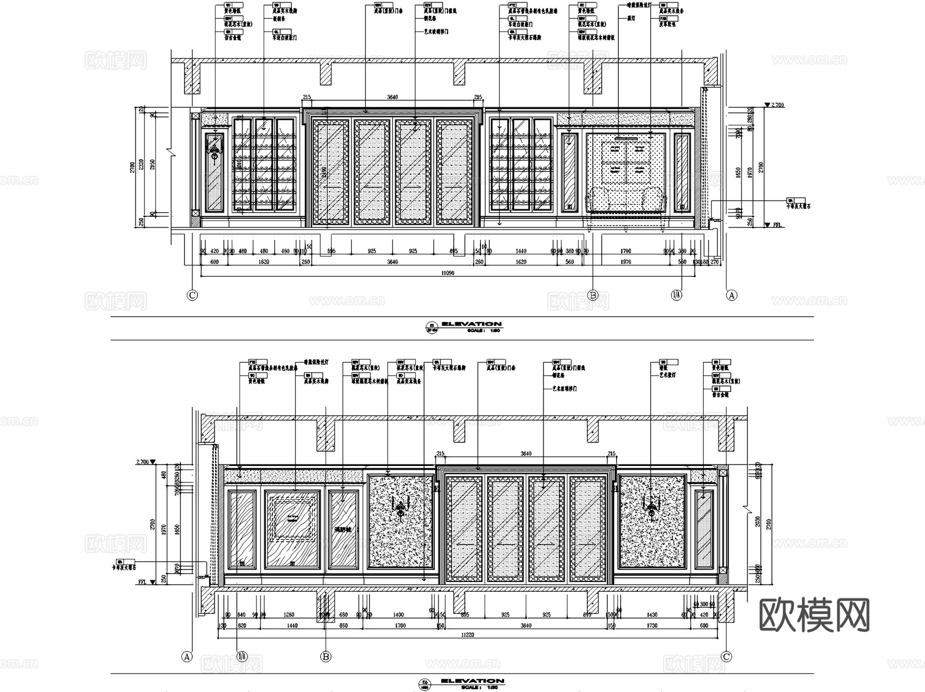 休闲会所书吧红酒吧室内工装CAD施工图cad施工图