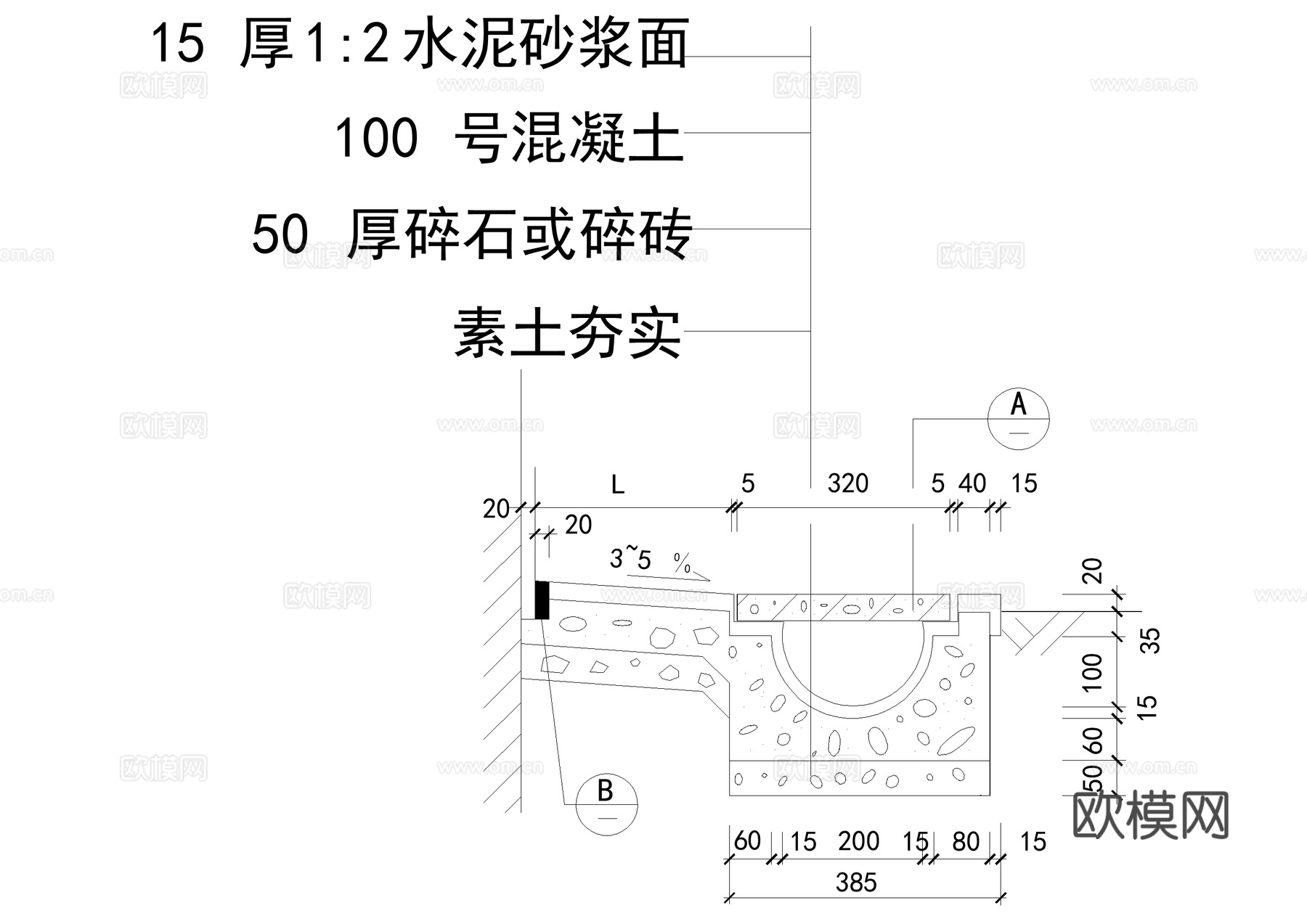 排水沟节点散水明沟CAD施工图cad施工图