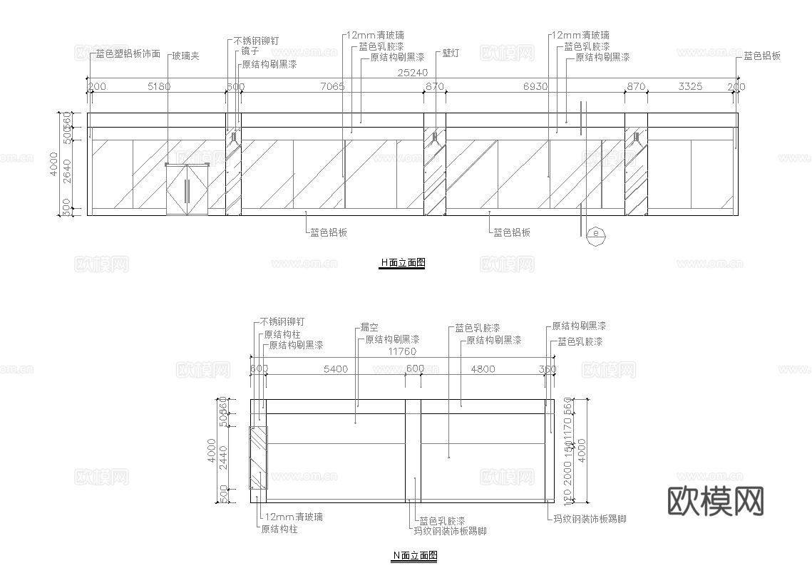 健身房 最新全套施工图cad施工图