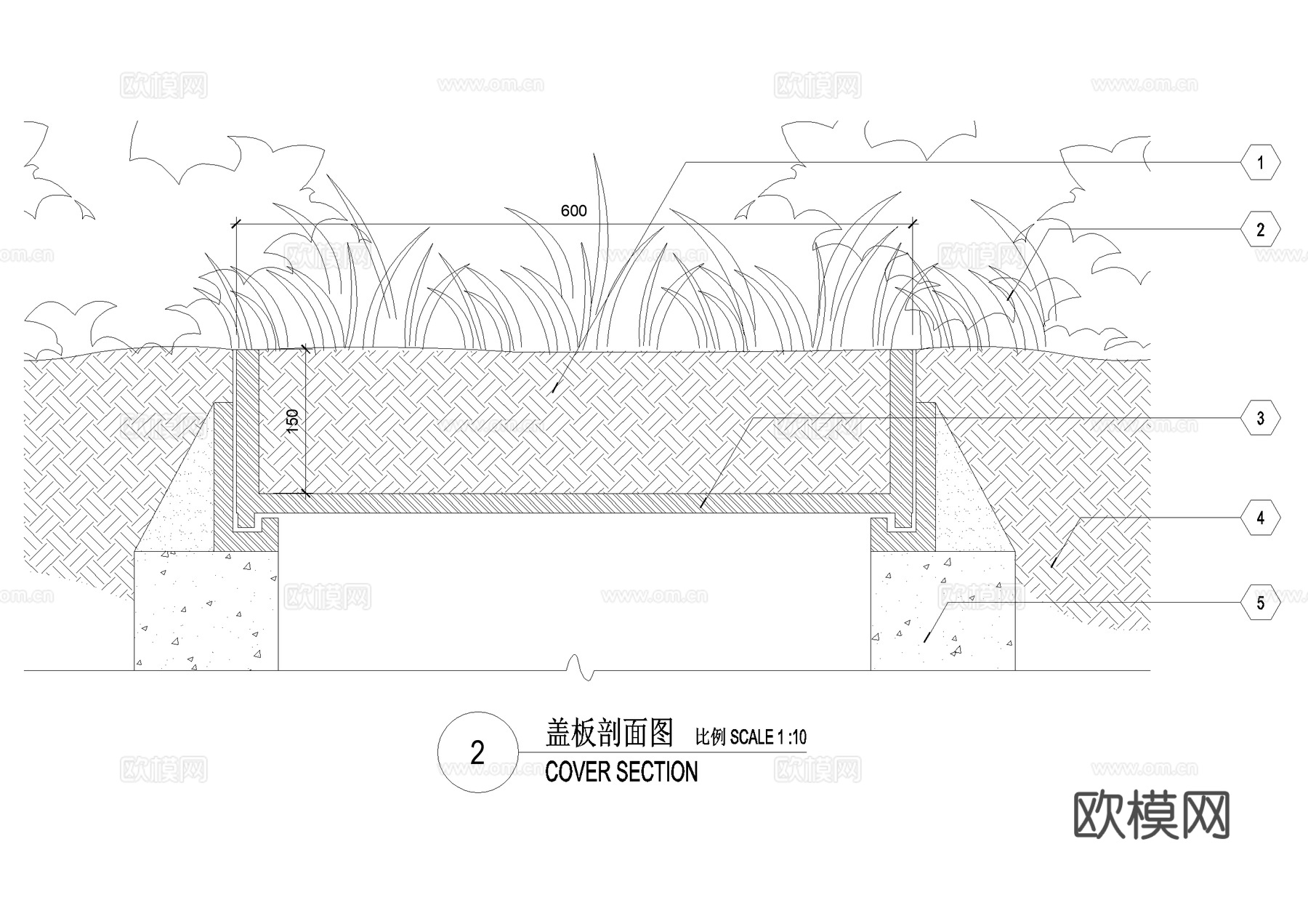 井盖节点 种植区草坪盖板 CAD施工图cad施工图