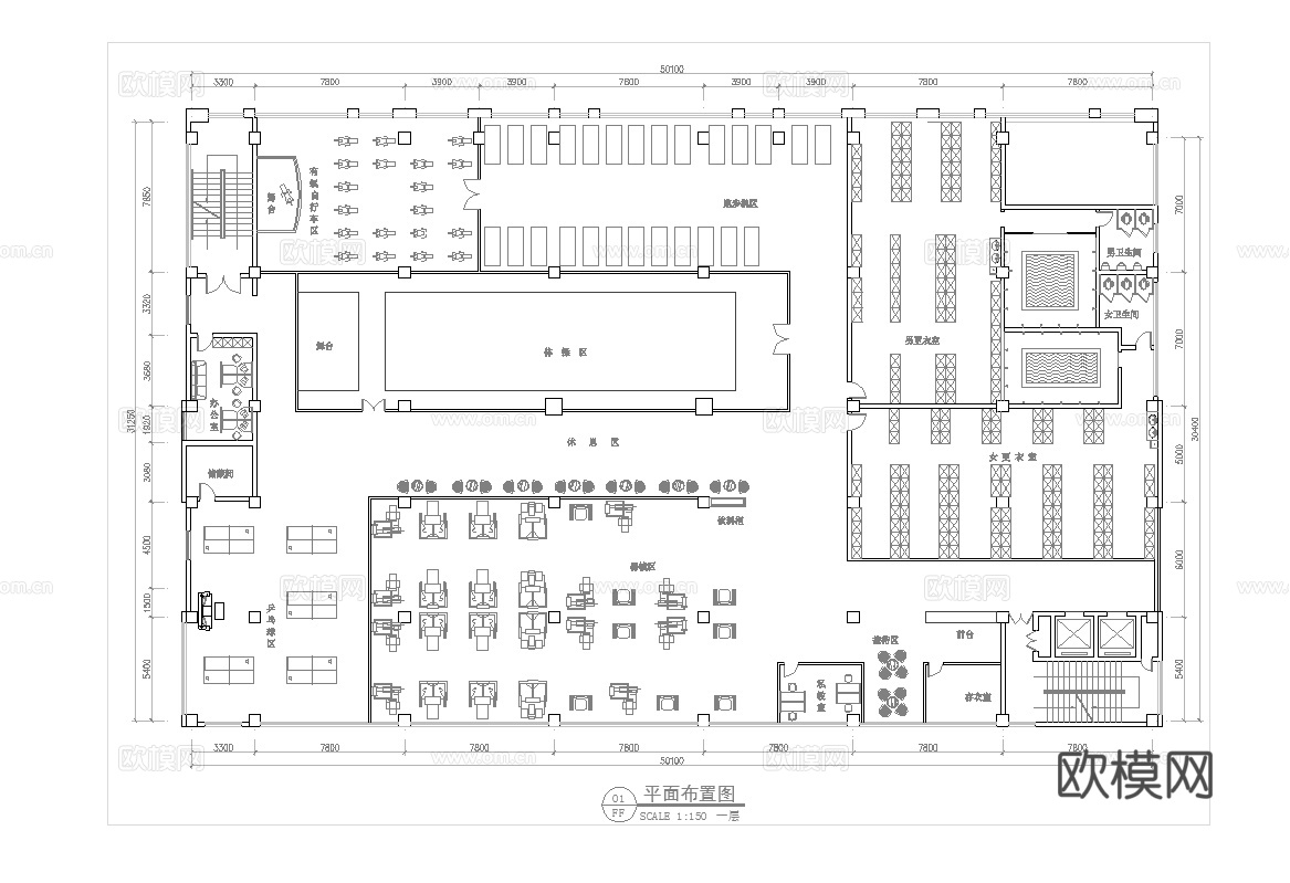 健身房 最新平面施工图cad施工图